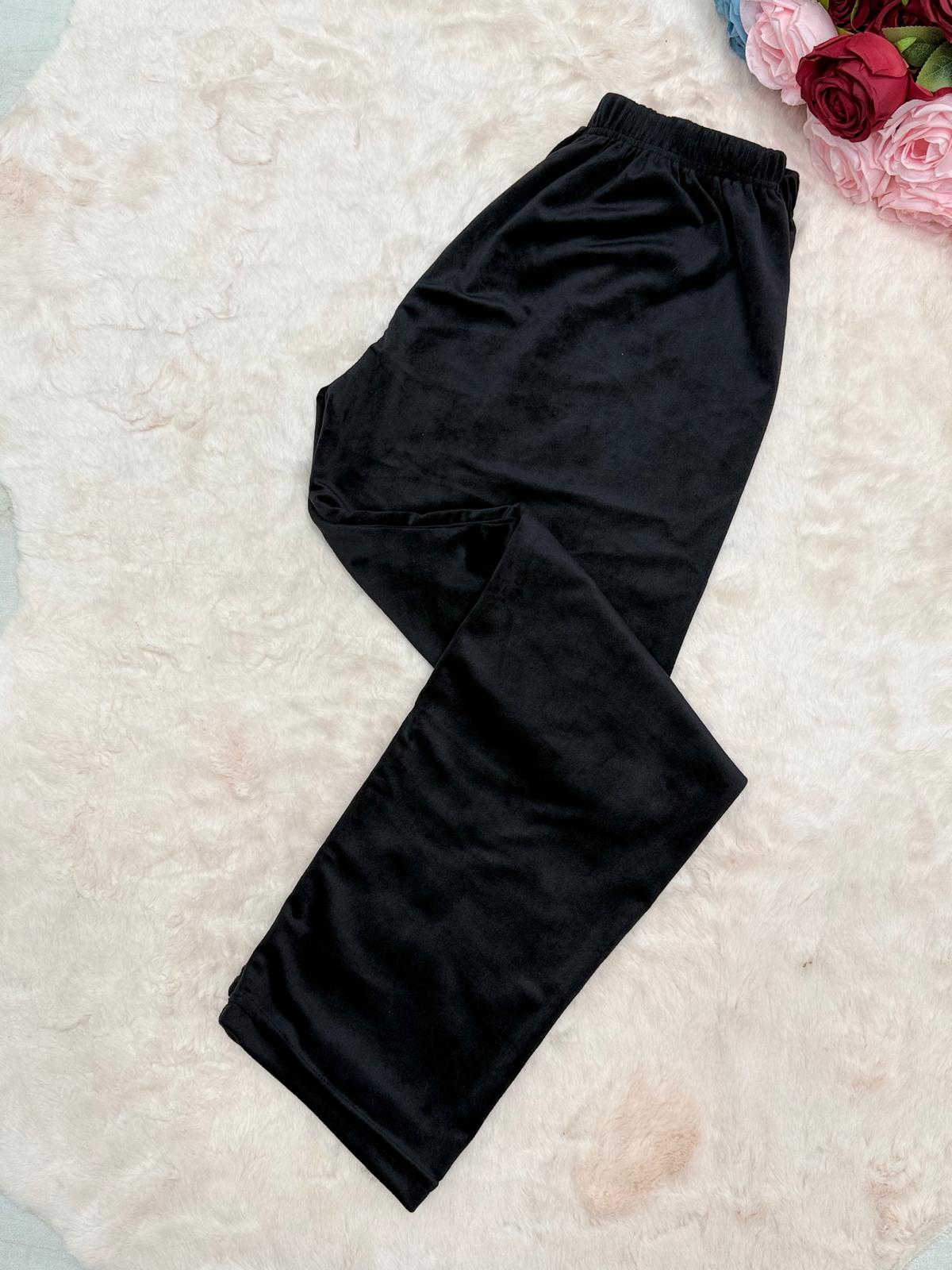 Siyah Kadife Pijama Altı