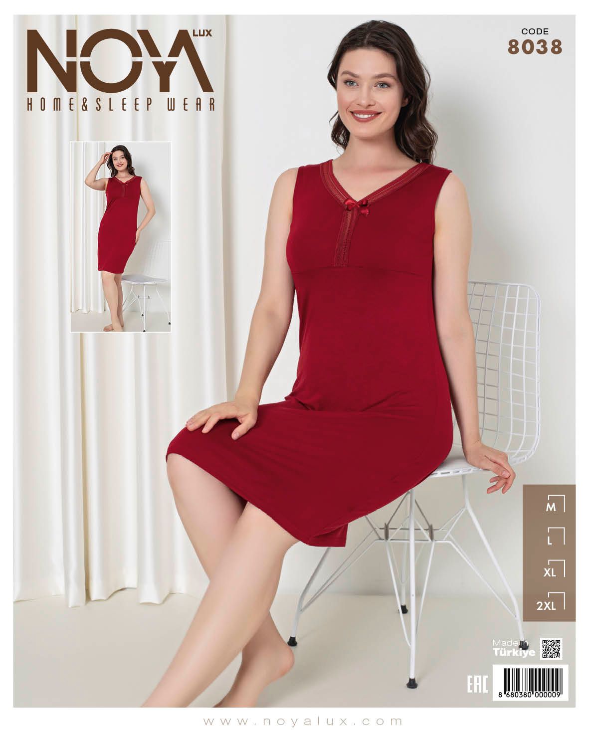 Noyalux Kırmızı Kalın Askılı Gecelik 8038