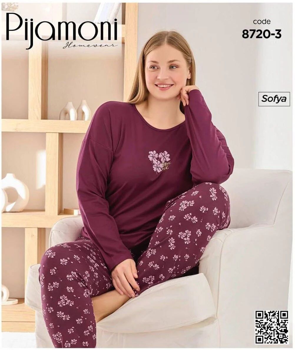 Çiçek Desenli Pijama Takımı 8720-3