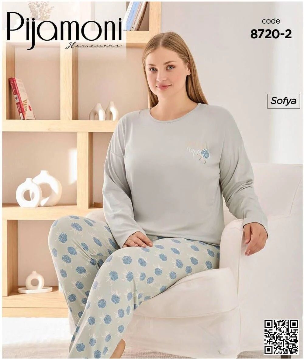 Couple Baskılı Desenli Pijama Takımı 8720-2