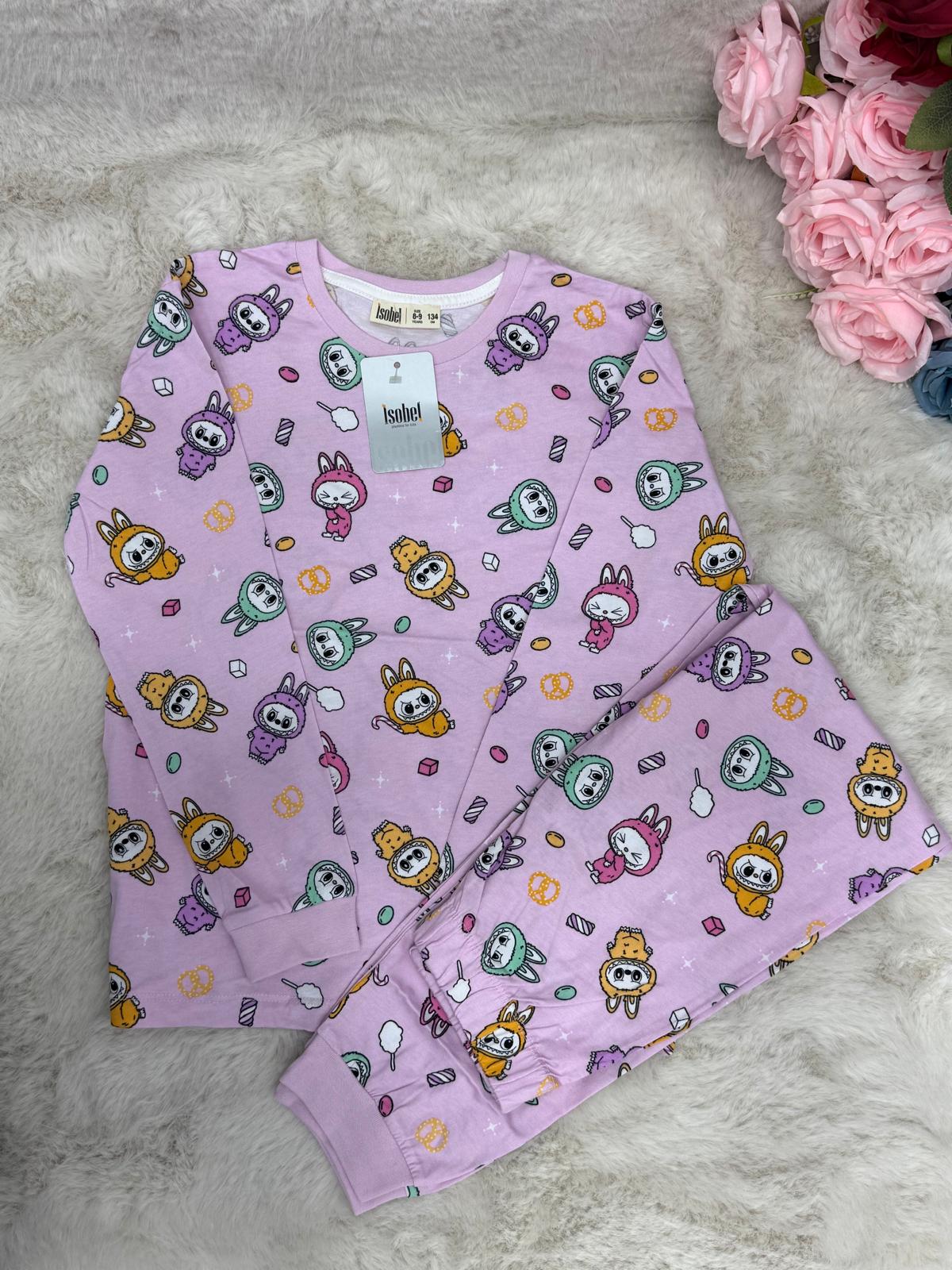 Labubu Desenli Kız Çocuk Pijama Takımı