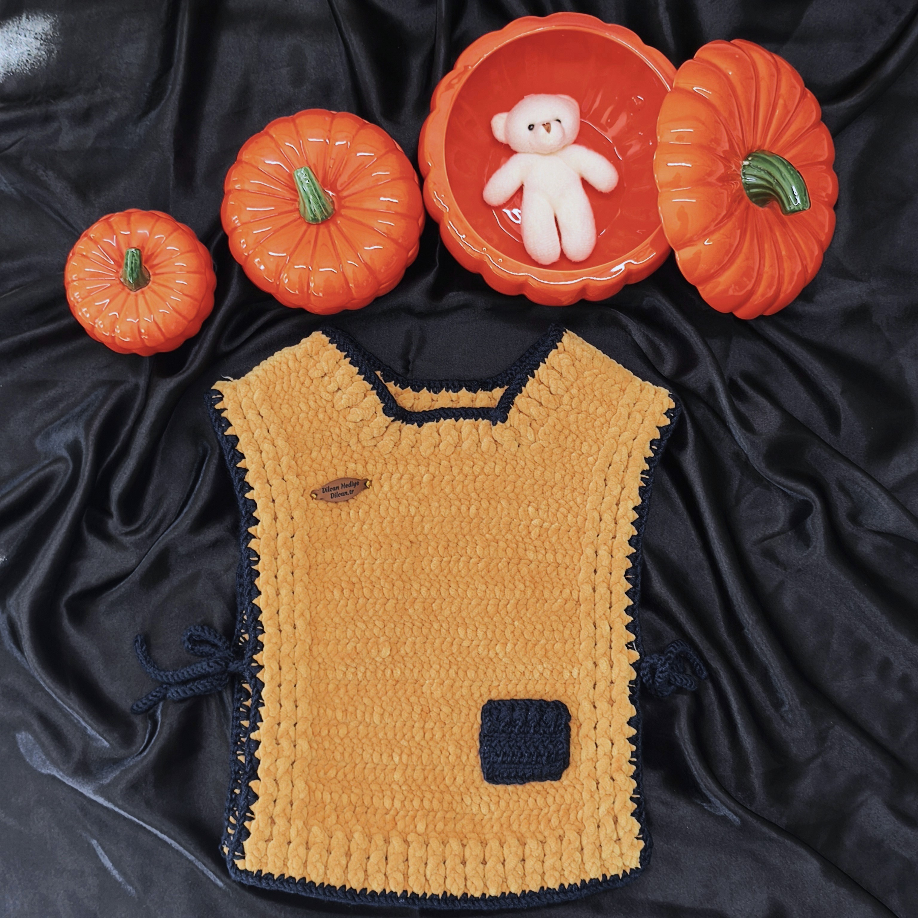 Cep Detaylı Kahverengi El Örgüsü Süveter | 0-1 Yaş