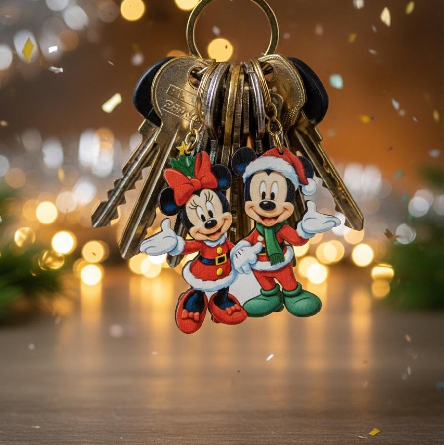 Ahşap Minnie Mickey Mouse Ahşap Anahtarlık