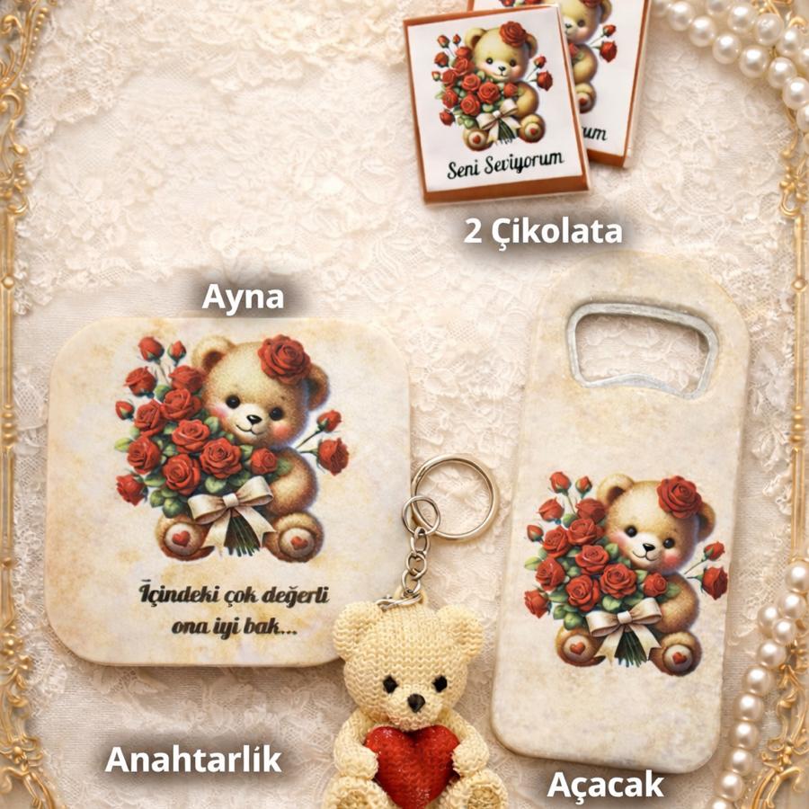 Ayıcıklı Sevgiliye Özel Kutulu  Hediye Seti