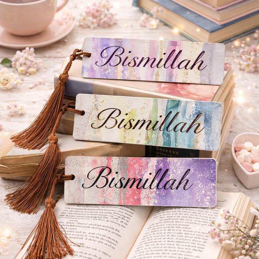 Bismillah Yazılı Ahşap Kitap Ayraç