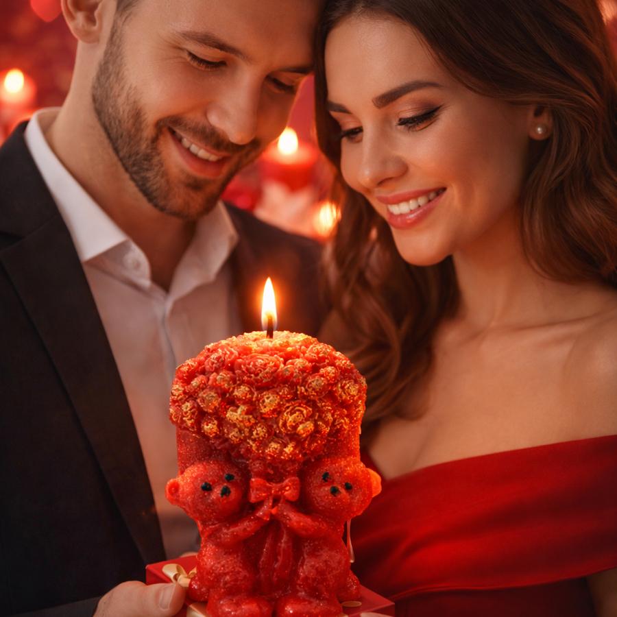 Ayıcıklı Sevgililer Günü Özel Mum