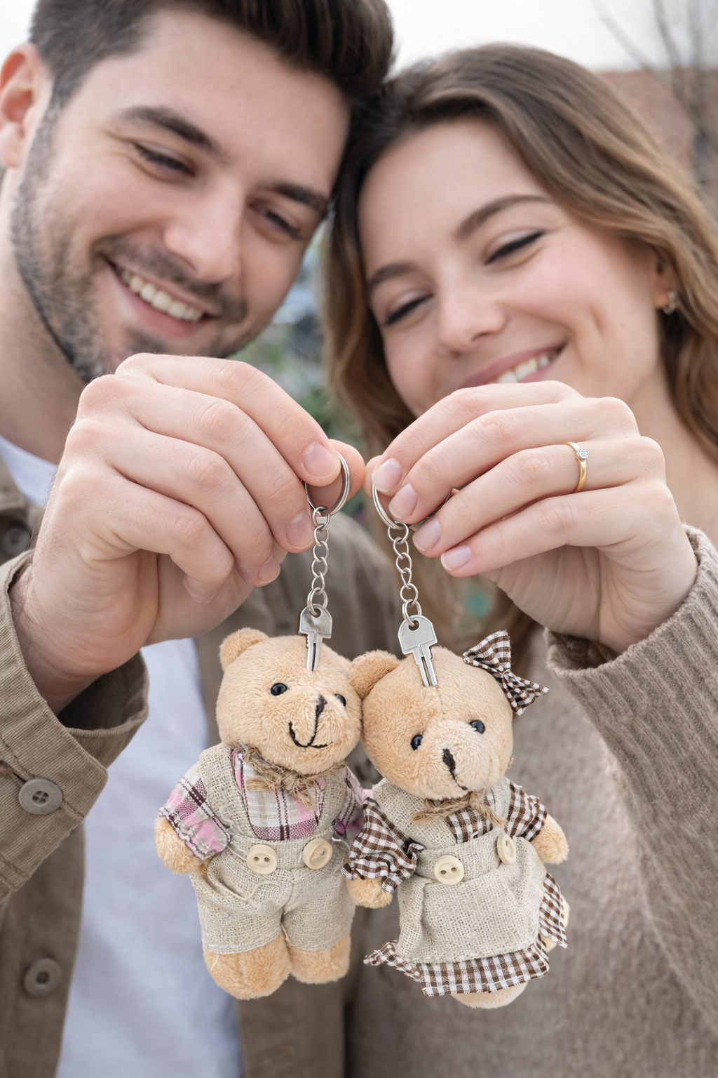 Peluş Ayıcıklı Çift Anahtarlığı