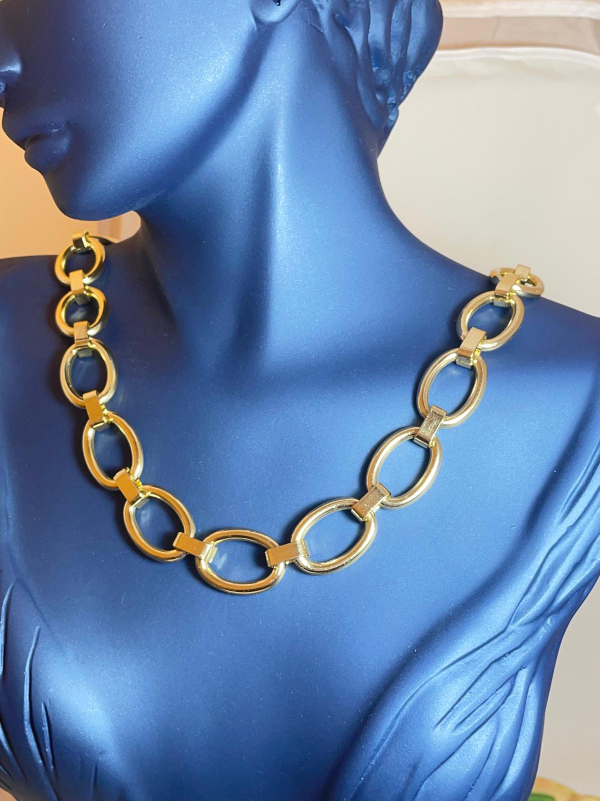 Gold Rengi Kalın Oval Zincir Kolye