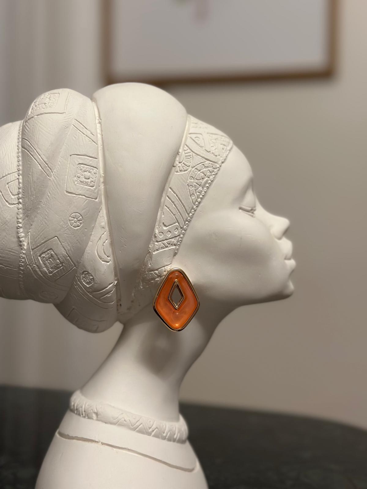 Gold Turuncu Damla Model Küpe