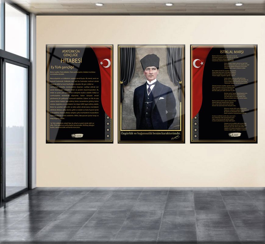 Atatürk Köşesi 3Lü Tablo seti - İstiklal Marşı Gençliğe Hitabe