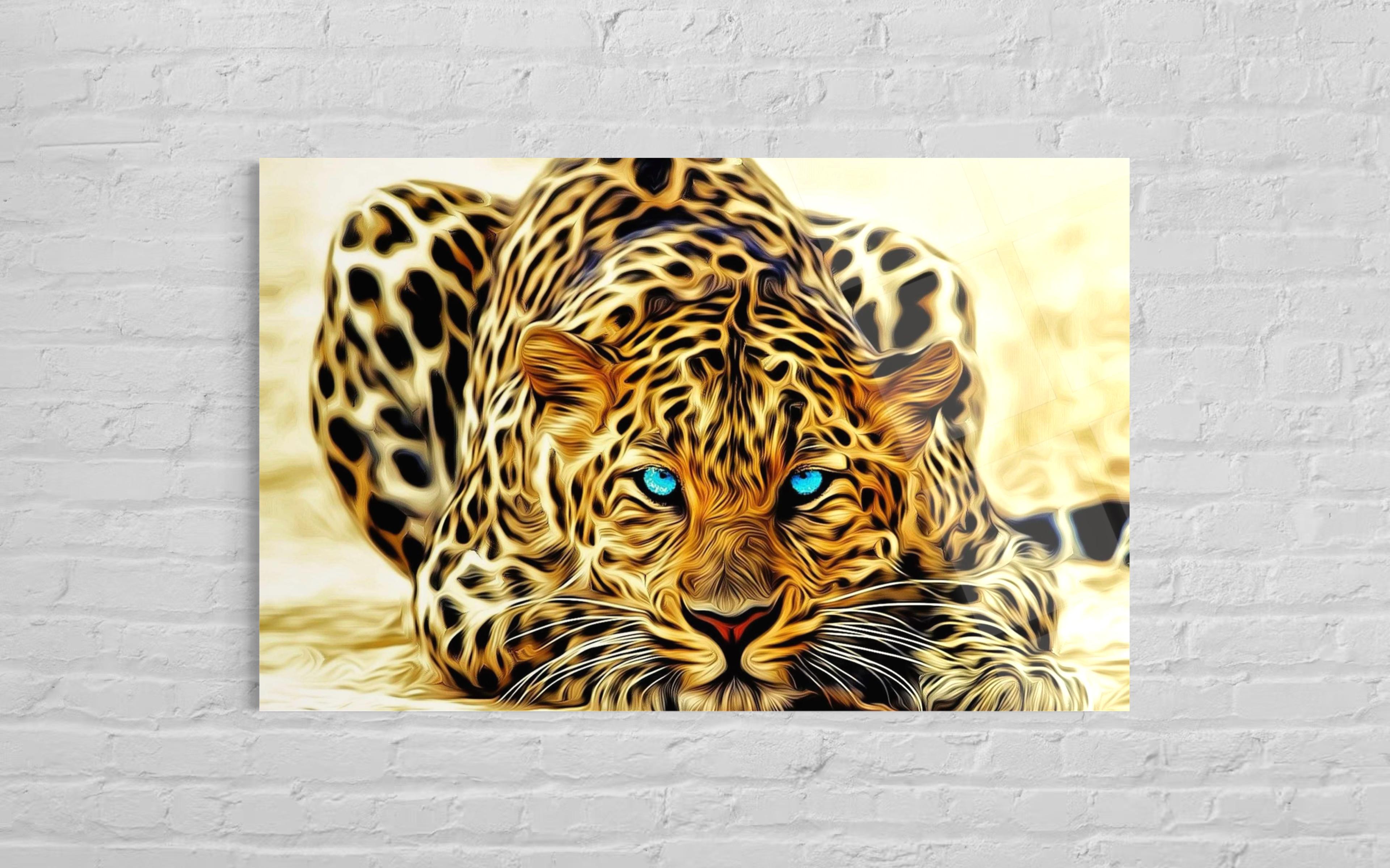 Mavi Gözlü Kaplan Cam Tablo