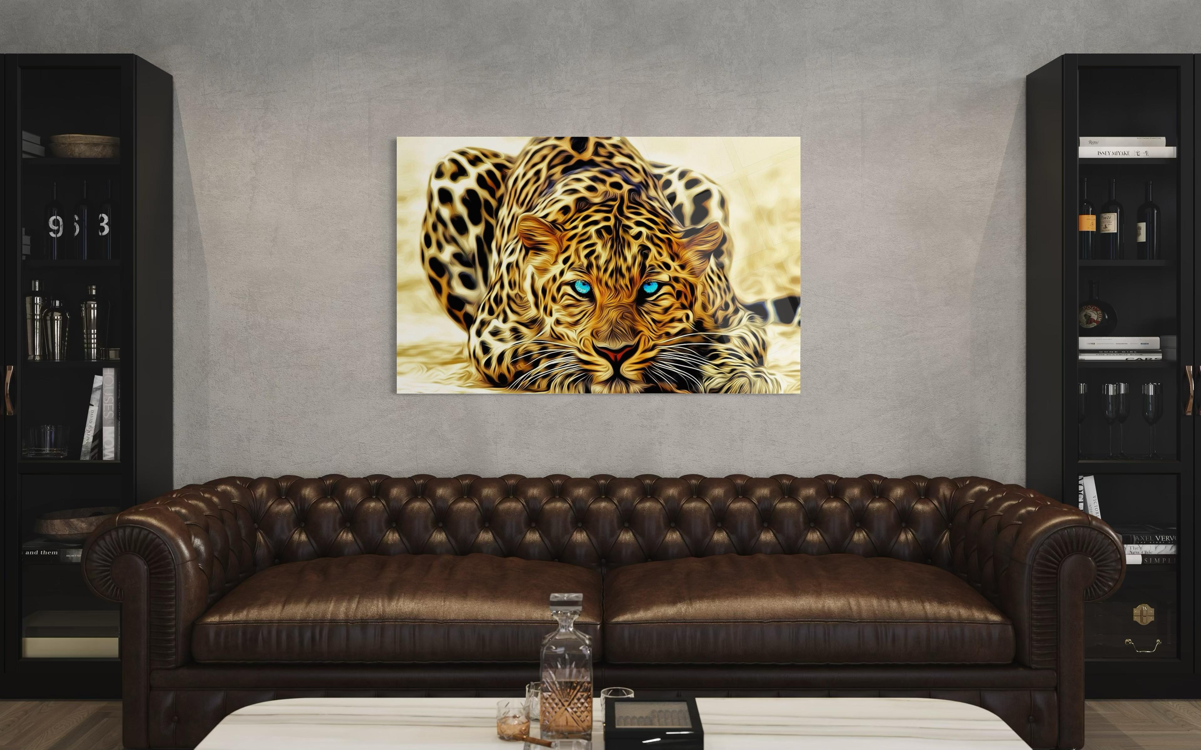 Mavi Gözlü Kaplan Cam Tablo