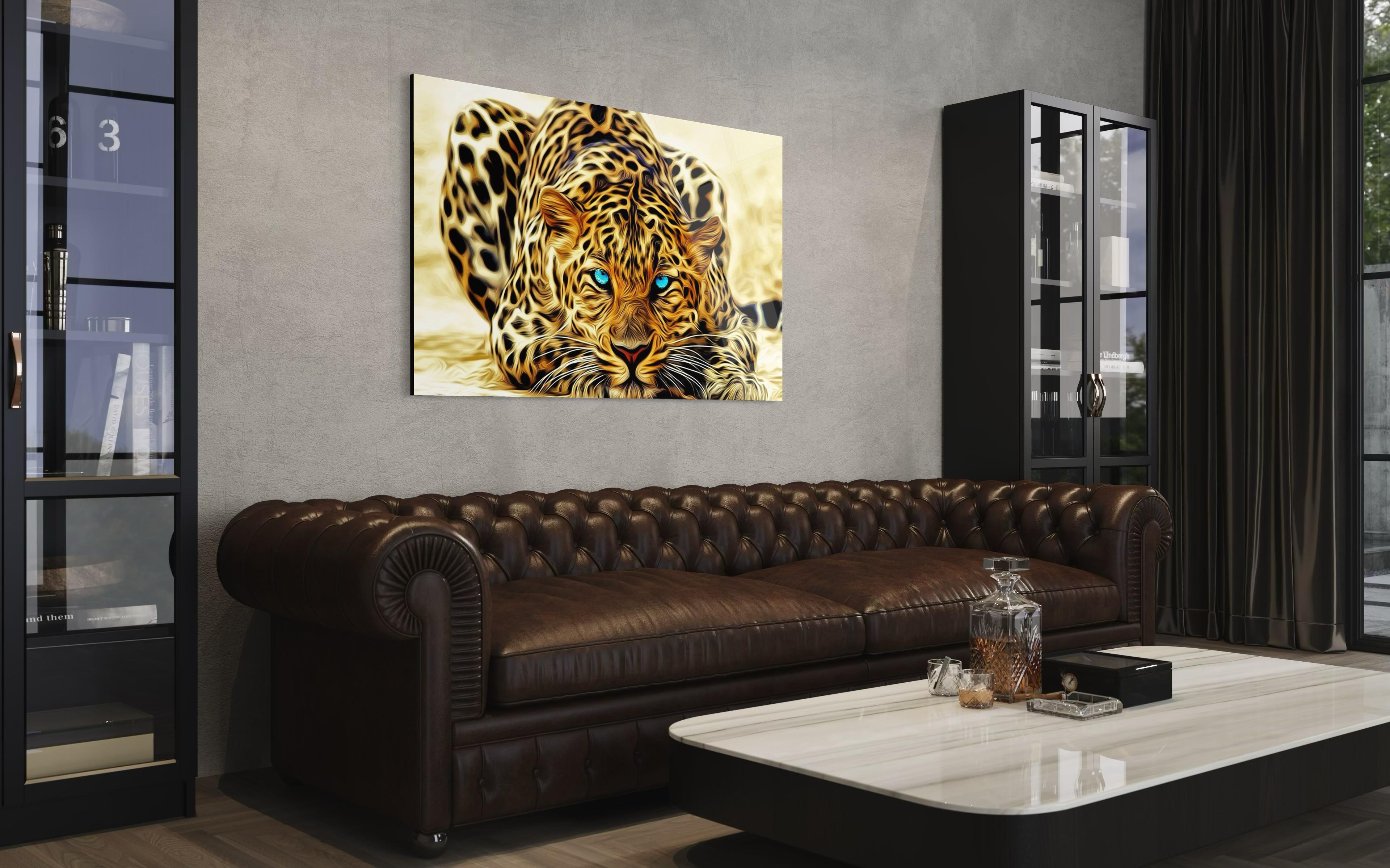 Mavi Gözlü Kaplan Cam Tablo