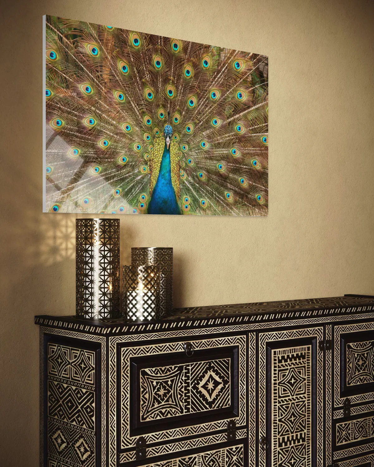 Tavus Kuşu Cam Tablo