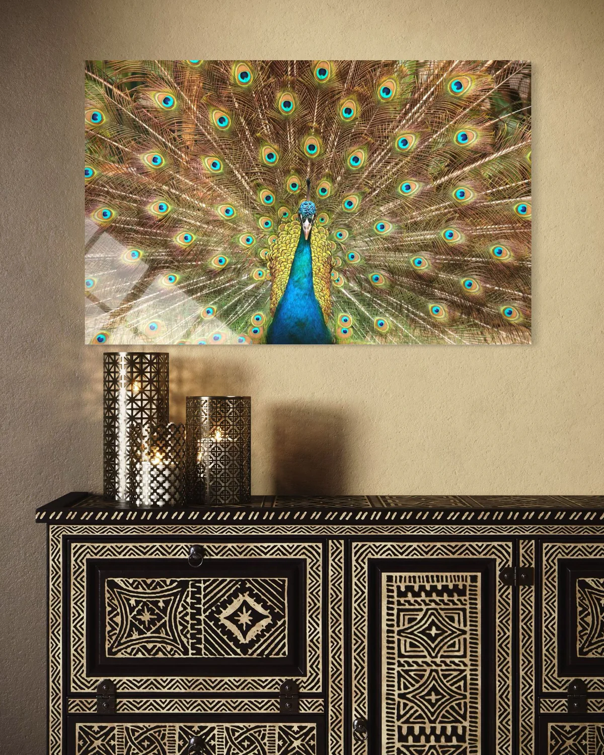 Tavus Kuşu Cam Tablo