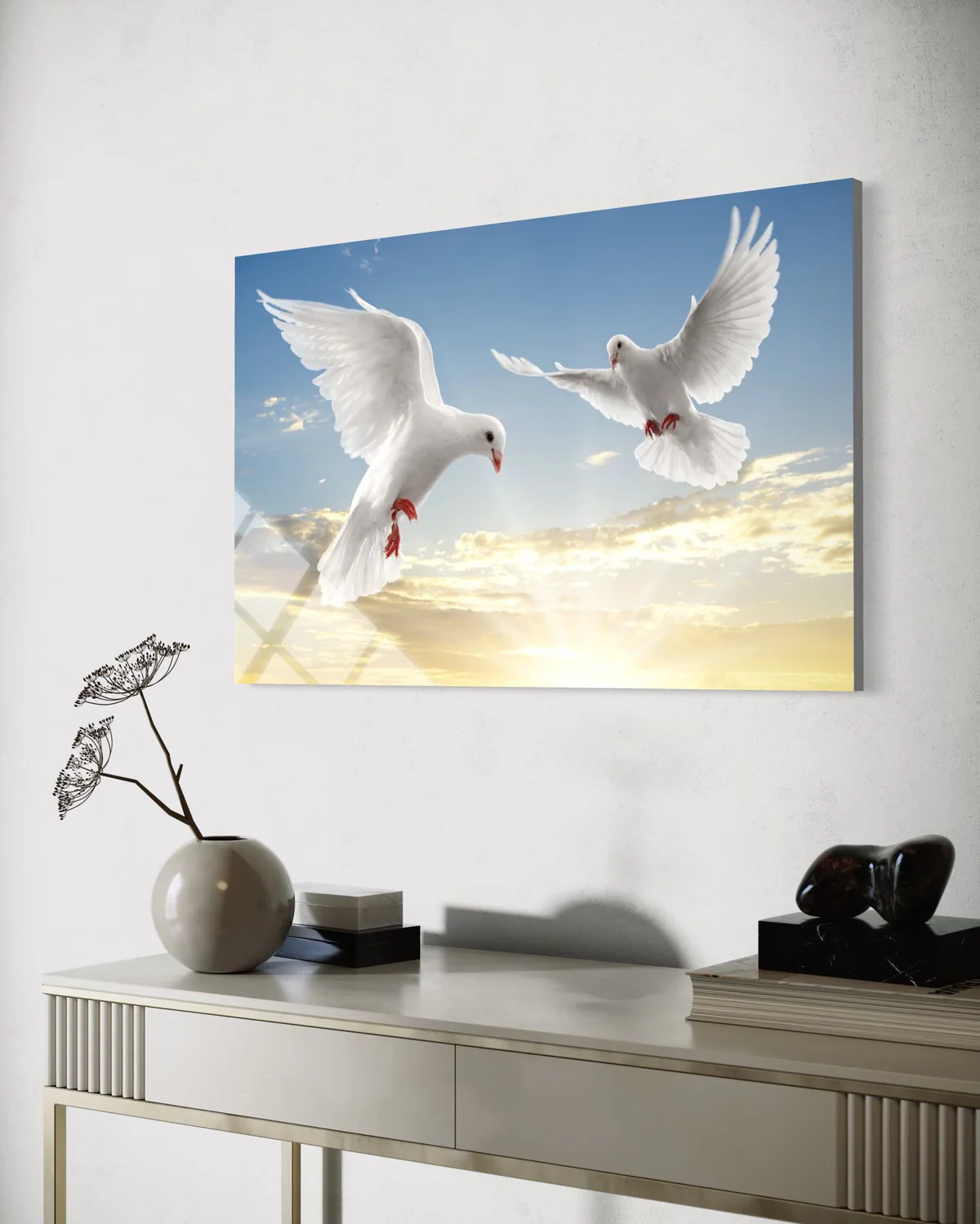 Güvercinler Cam Tablo