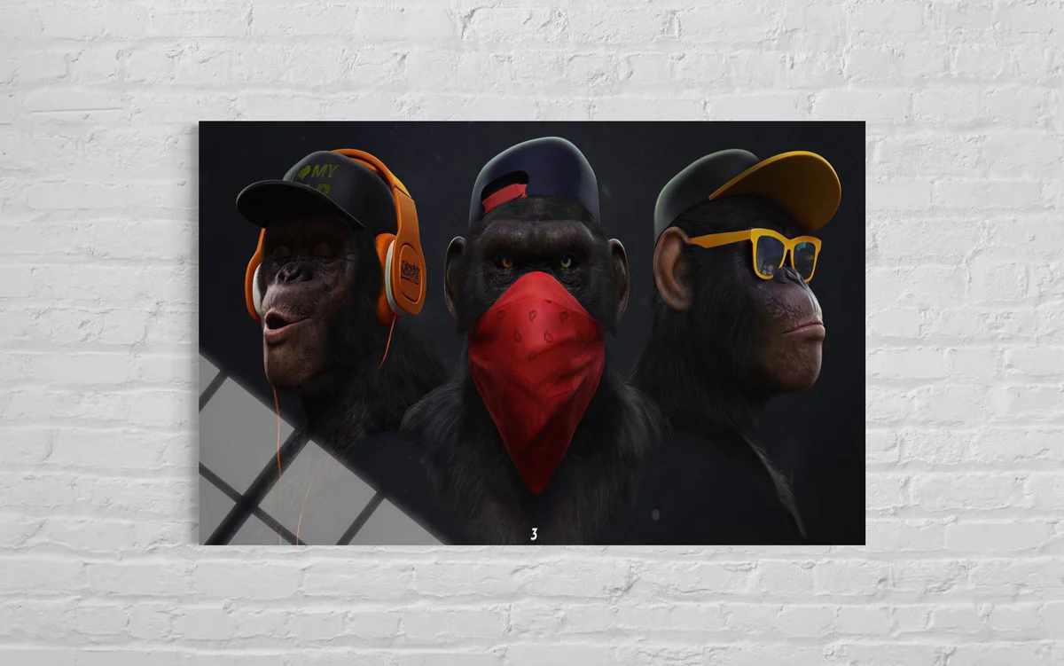 Üç Maymun Cam Tablo