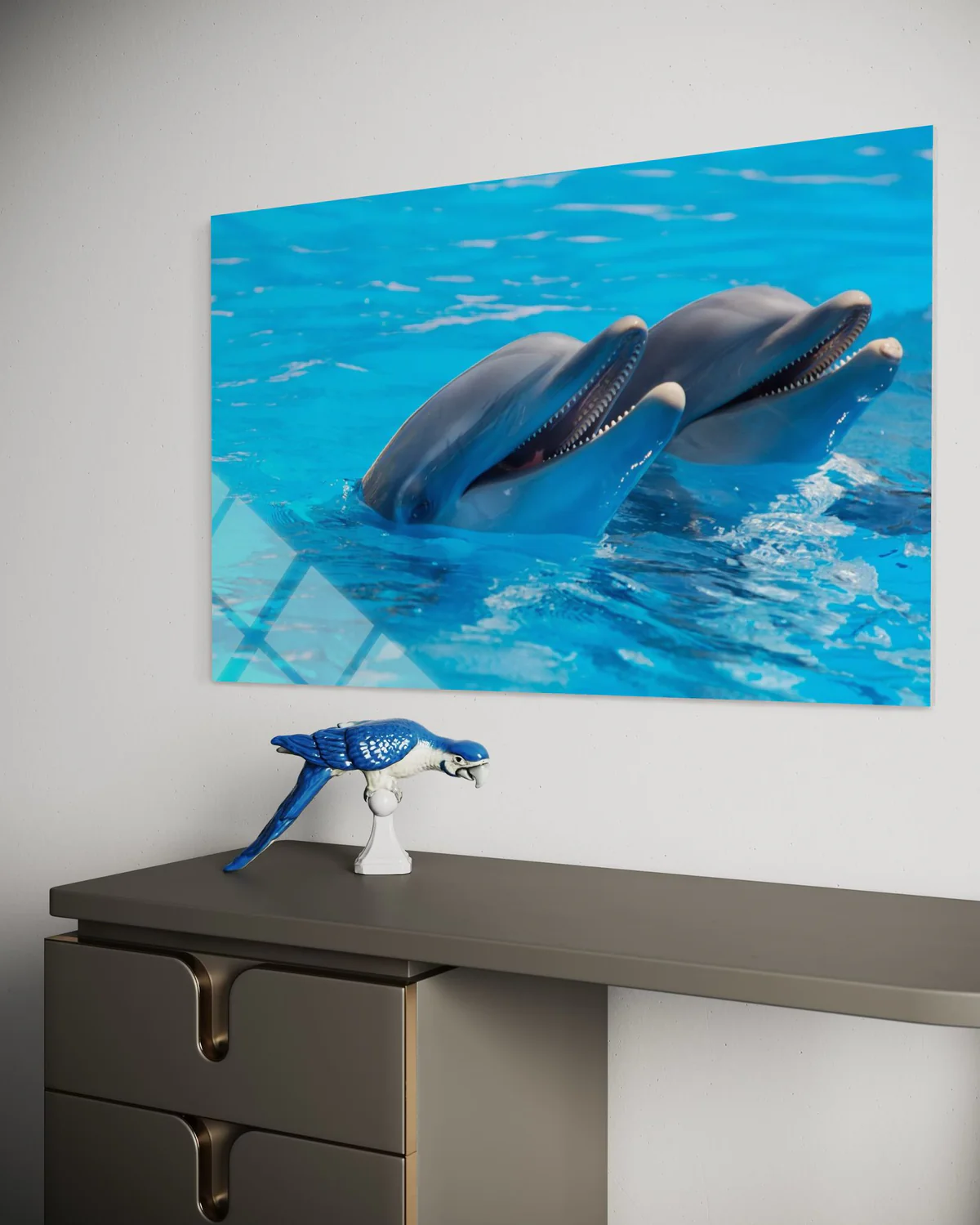 İki Yunuslu Cam Tablo