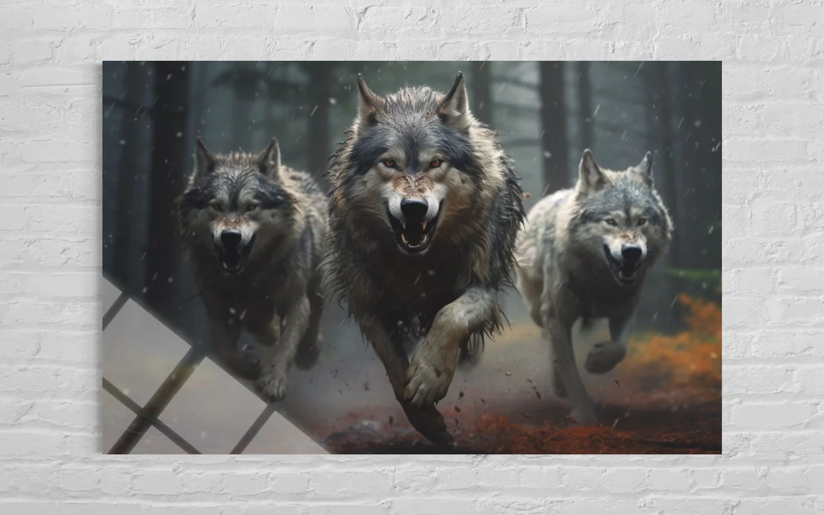 Üçlü Kurt Cam Tablo