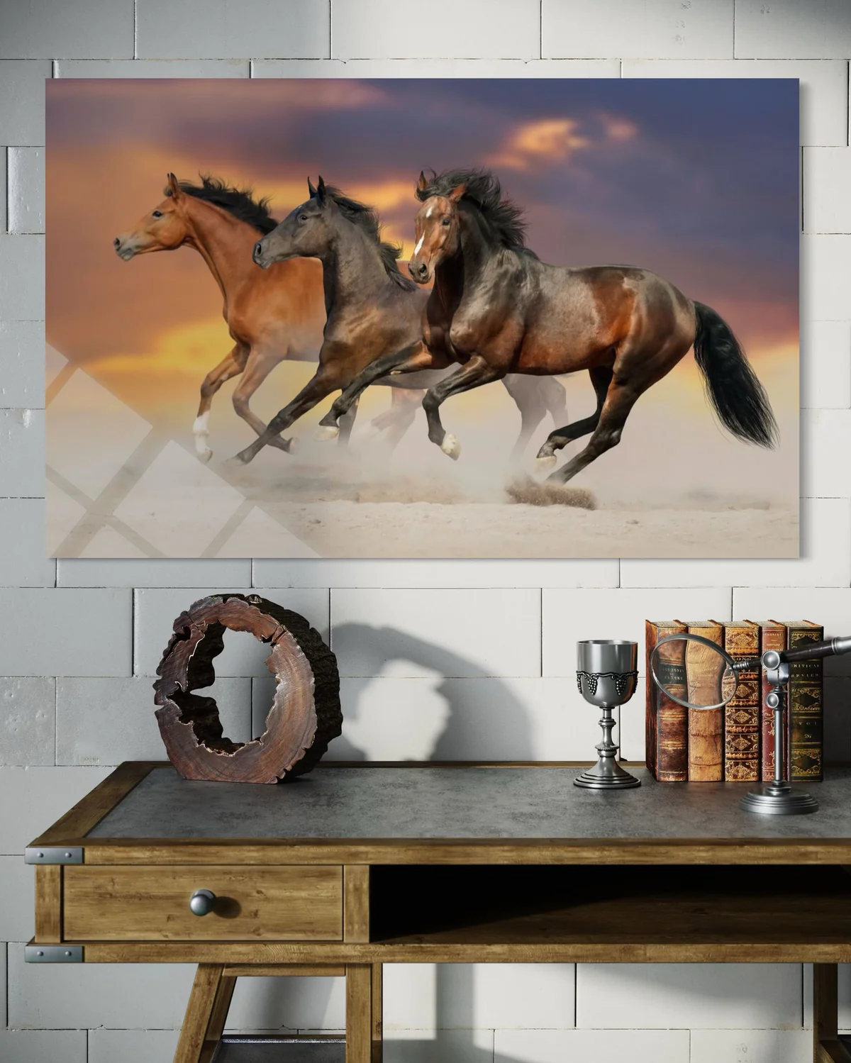 Üç Atlı Cam Tablo