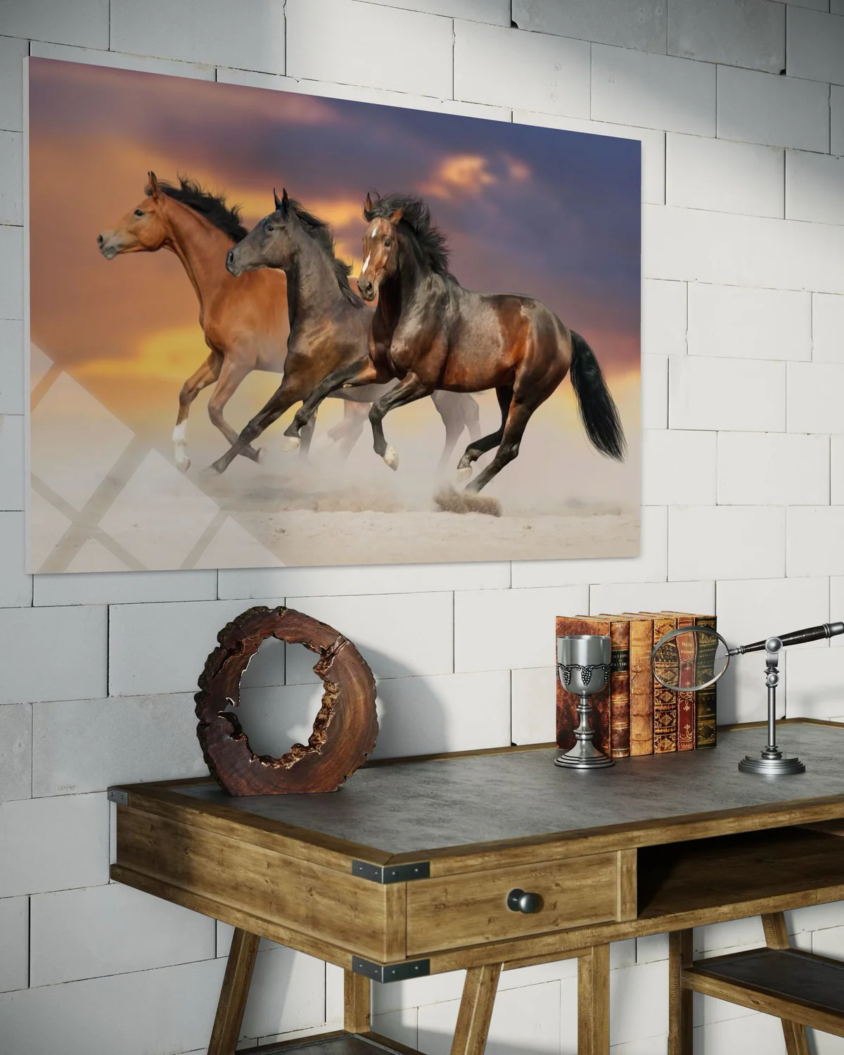 Üç Atlı Cam Tablo