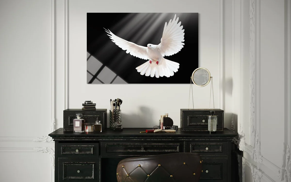 Beyaz Güvercin Cam Tablo