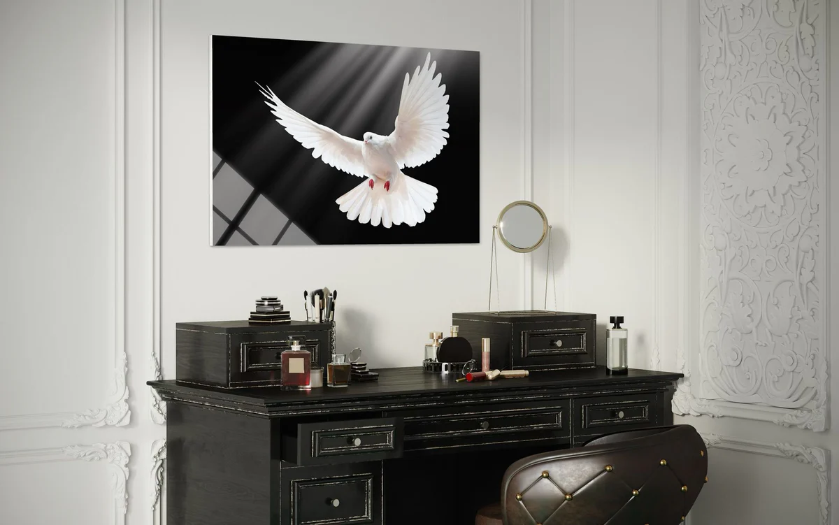 Beyaz Güvercin Cam Tablo