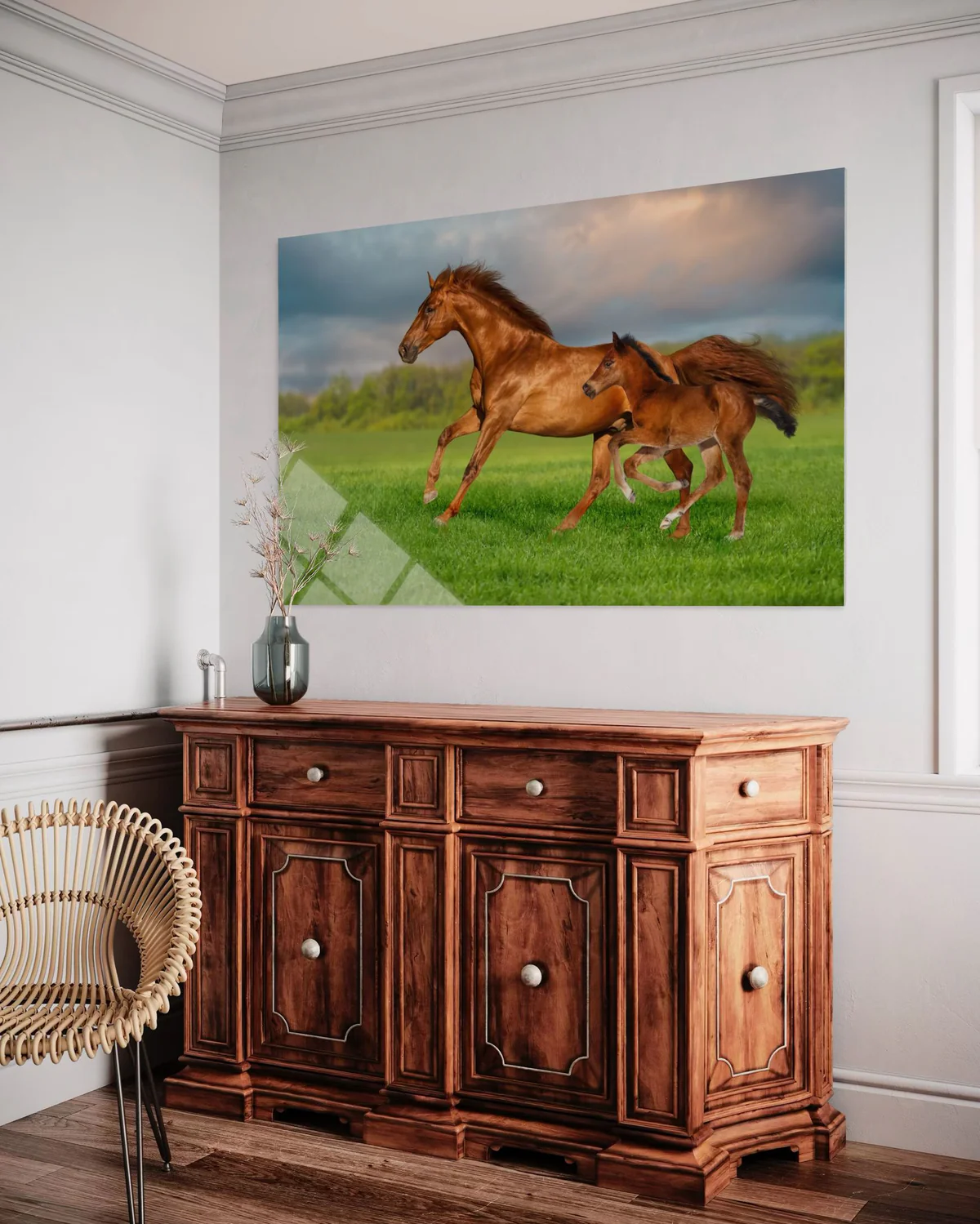 At ve Yavrusu Cam Tablo