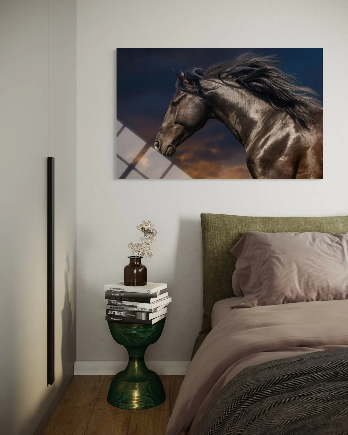 Kahverengi Atlı Cam Tablo