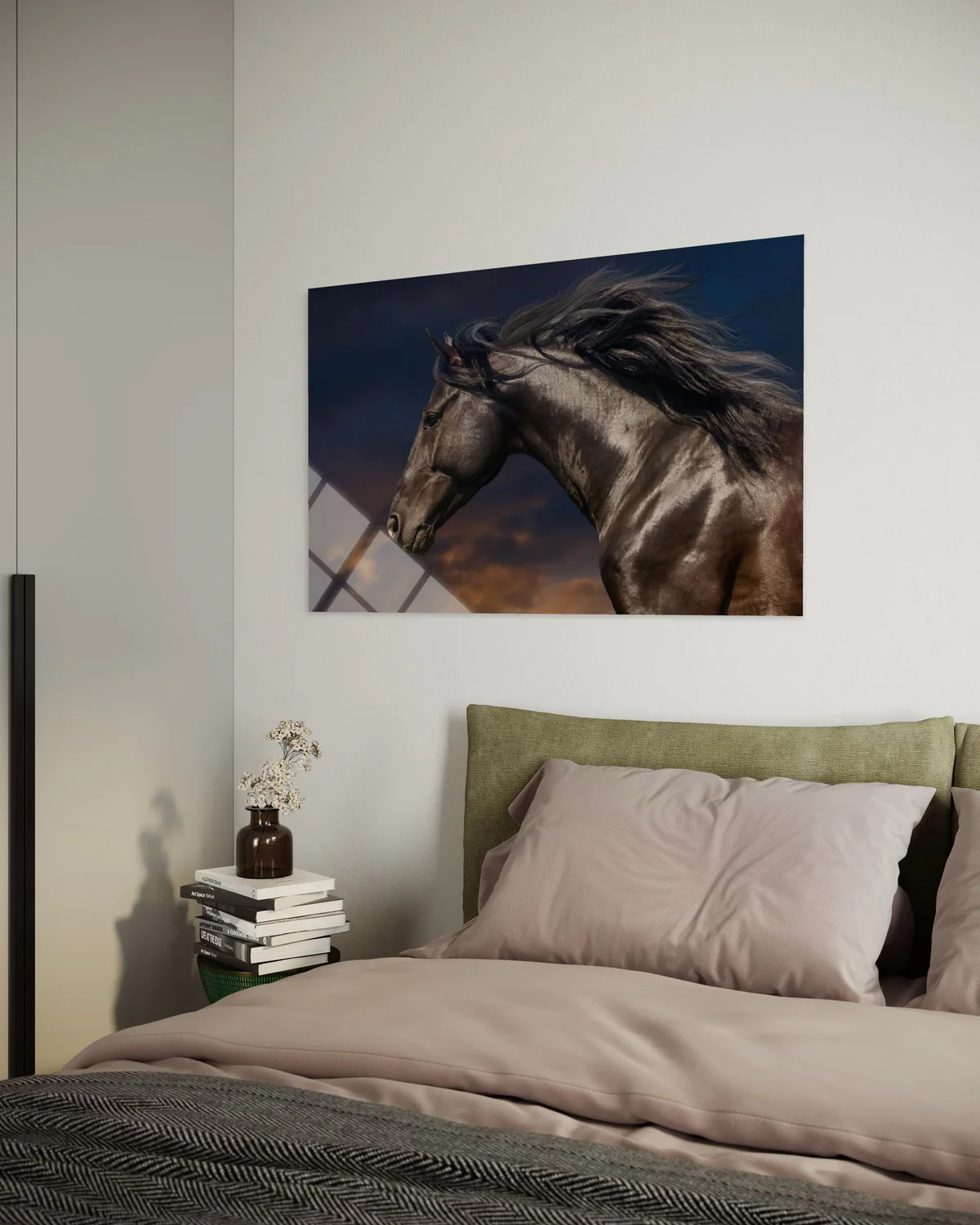 Kahverengi Atlı Cam Tablo