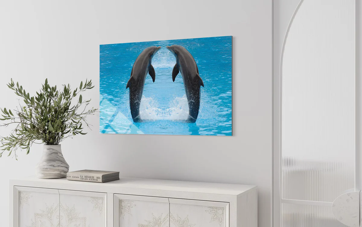 İki Yunuslu Cam Tablo