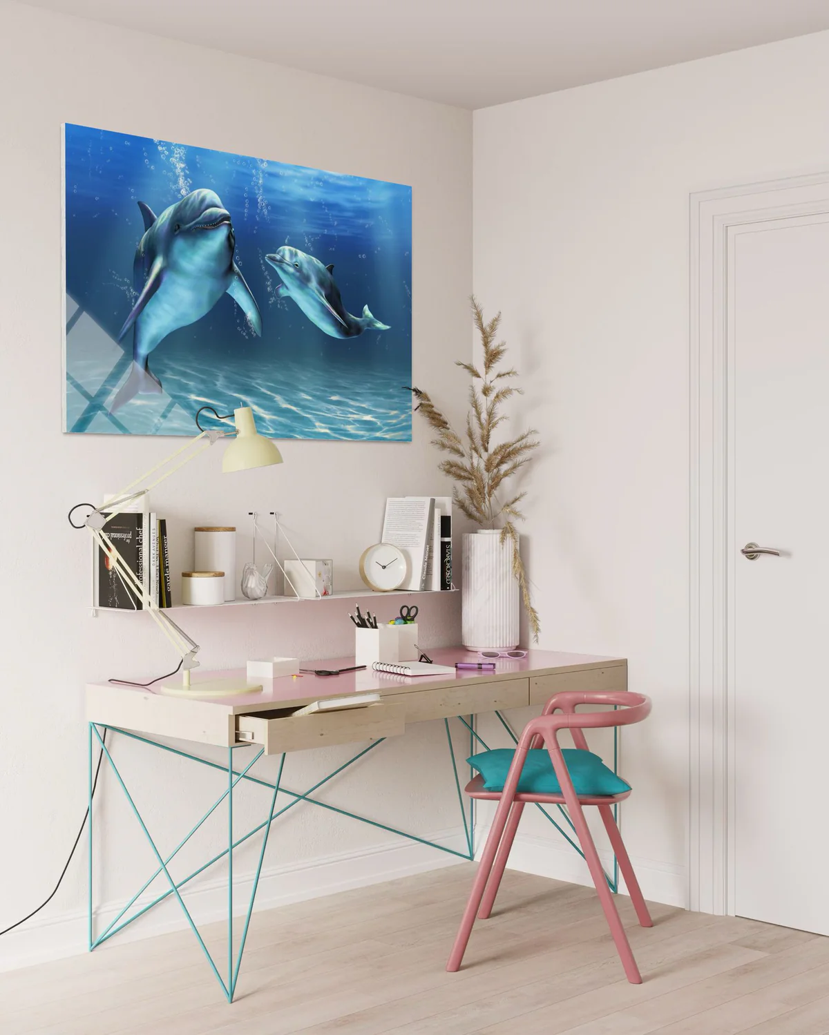 İki Yunuslu Cam Tablo