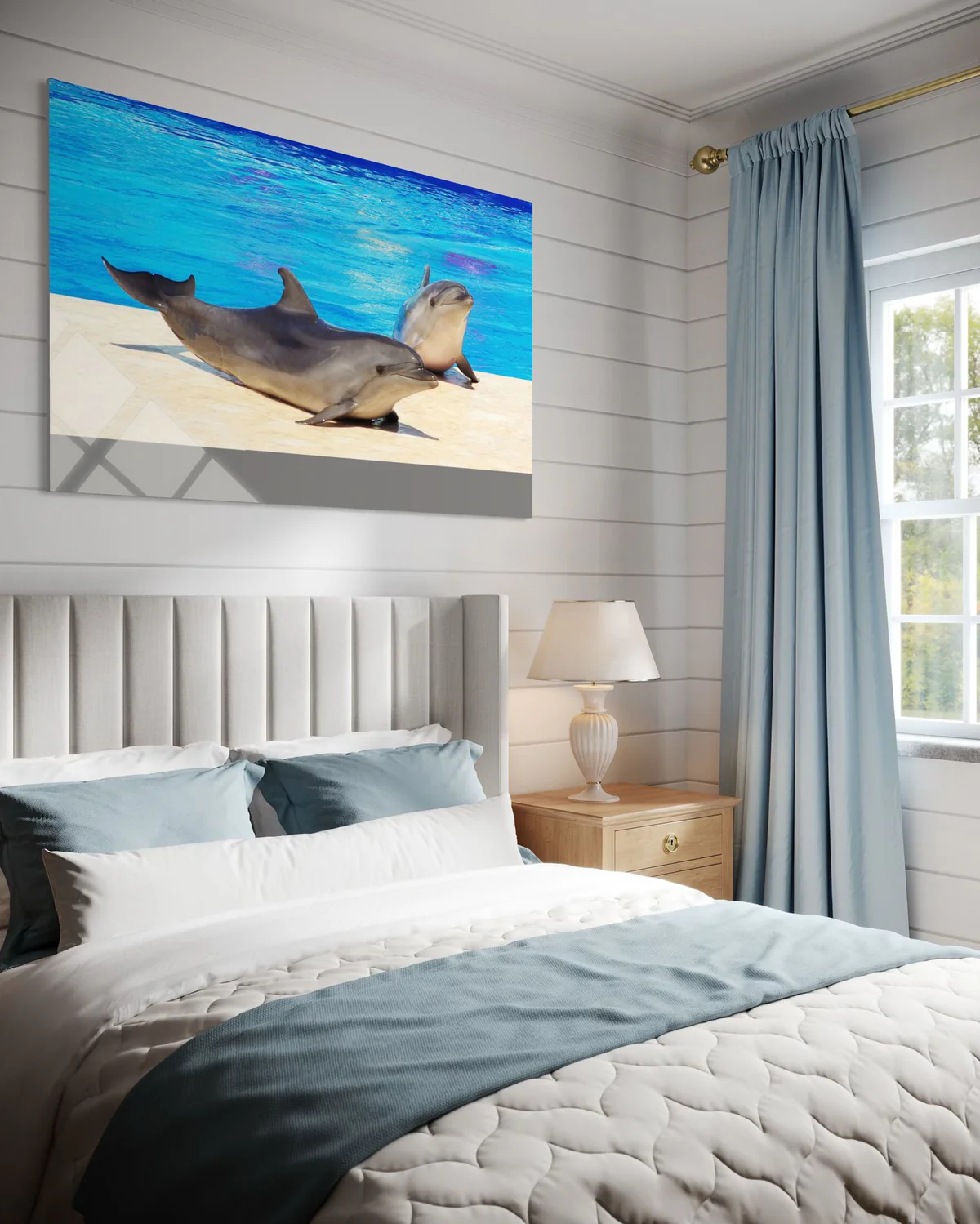 İki Yunuslu Cam Tablo