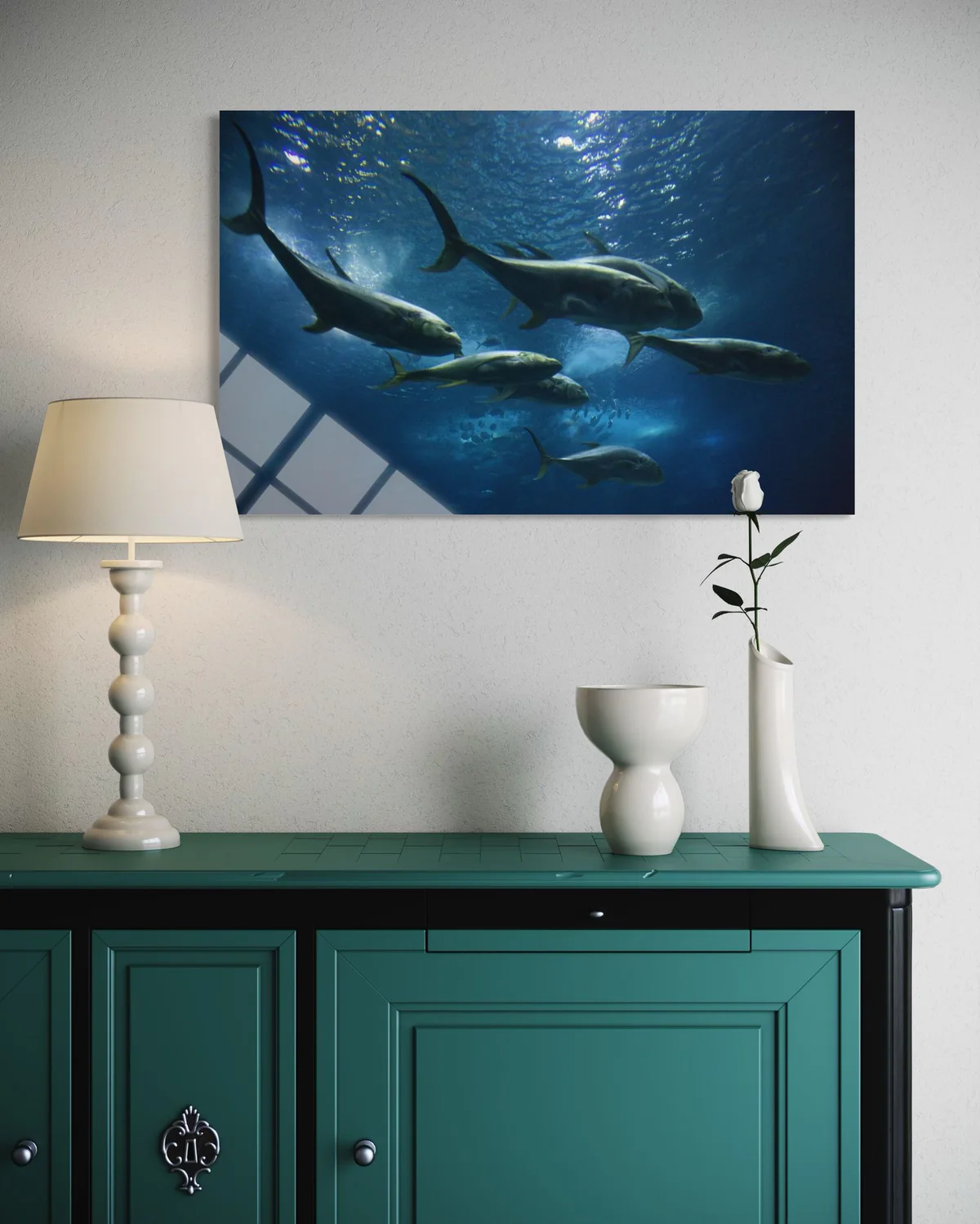 Balıklı  Cam Tablo