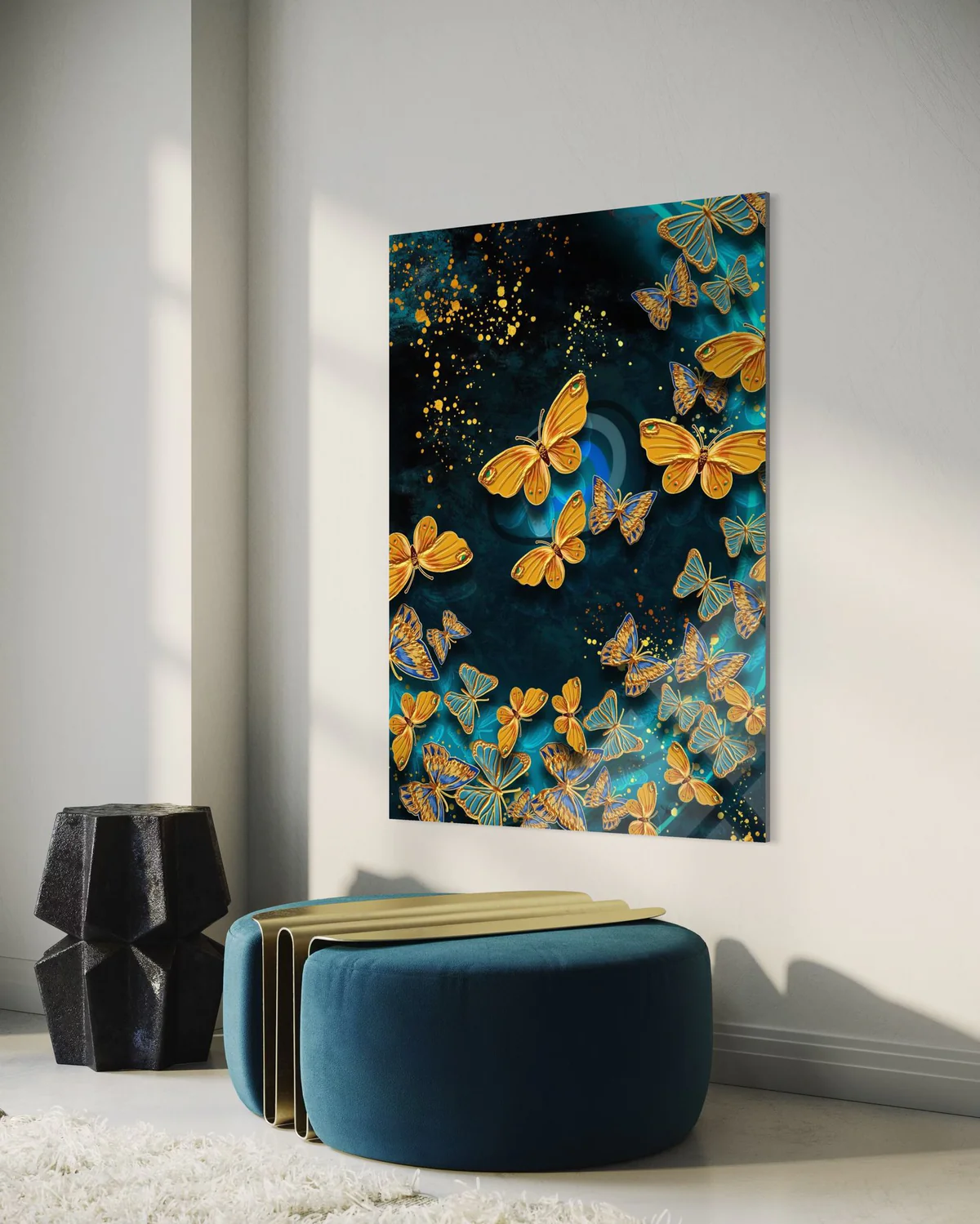 Çoklu Kelebekli Cam Tablo