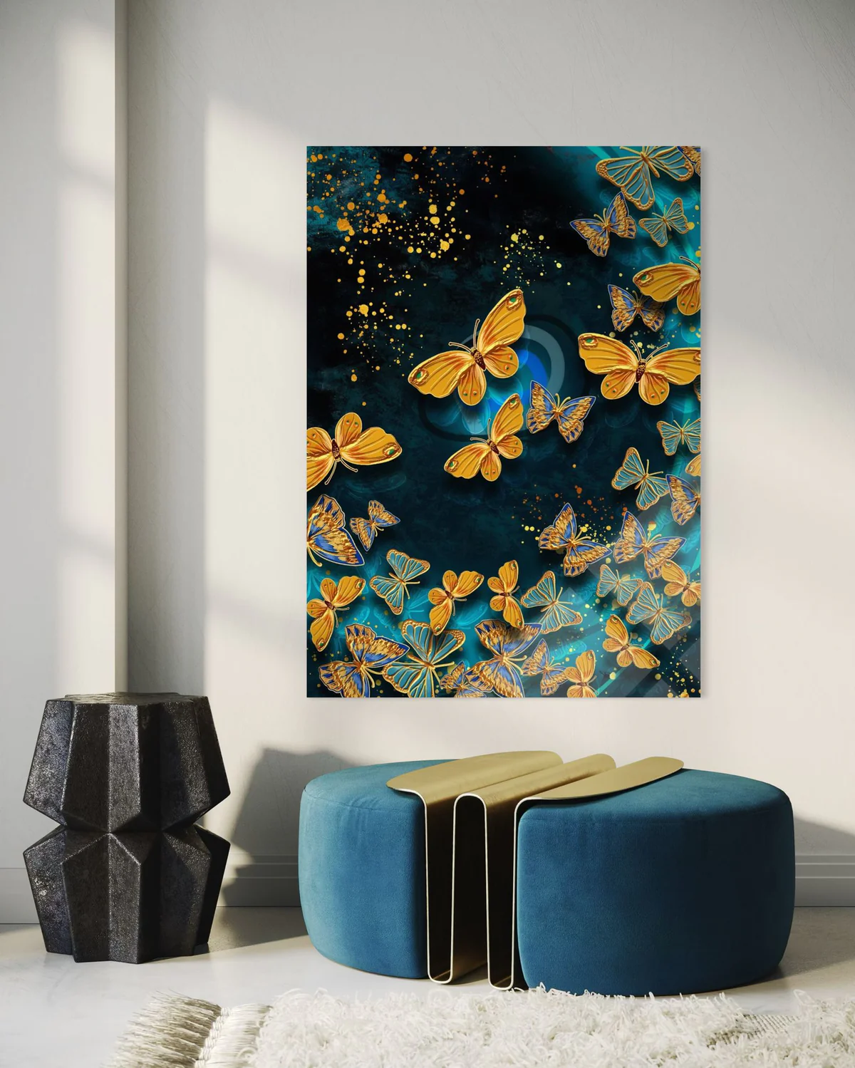 Çoklu Kelebekli Cam Tablo