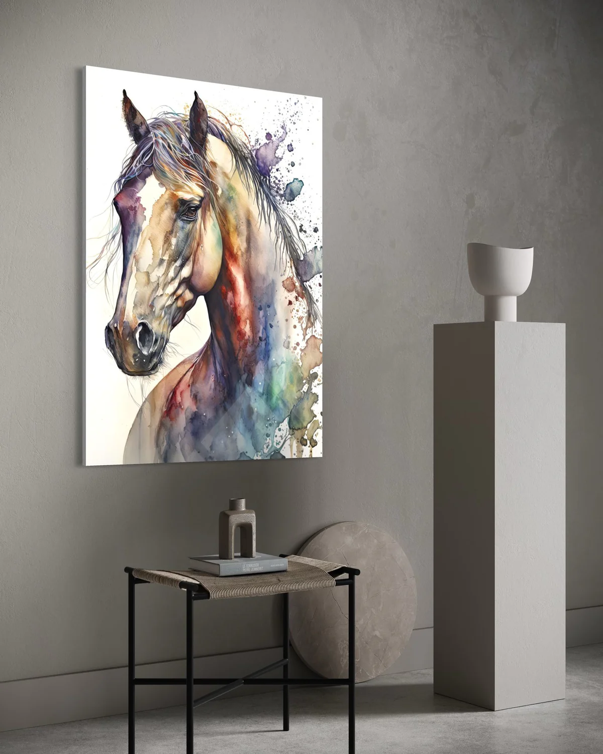 Renkli Atlı Cam Tablo