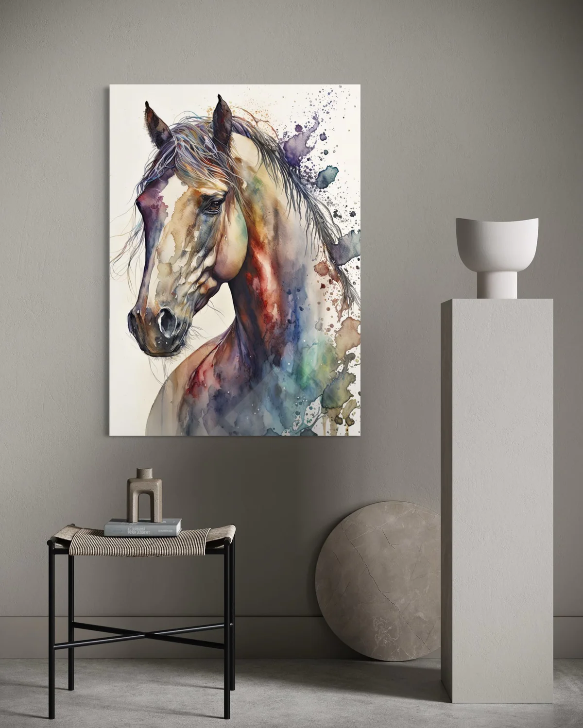 Renkli Atlı Cam Tablo