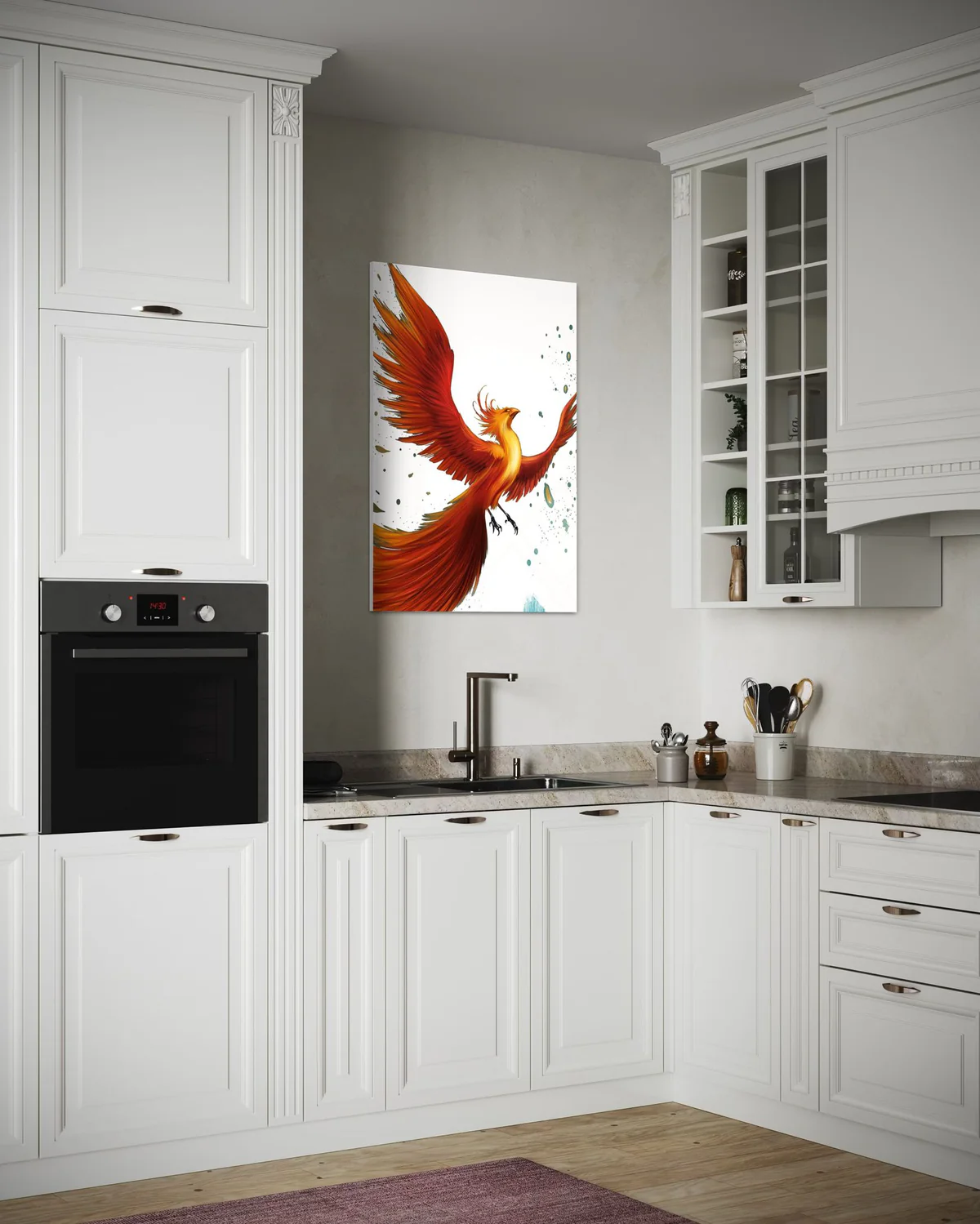 Anka Kuşlu Cam Tablo