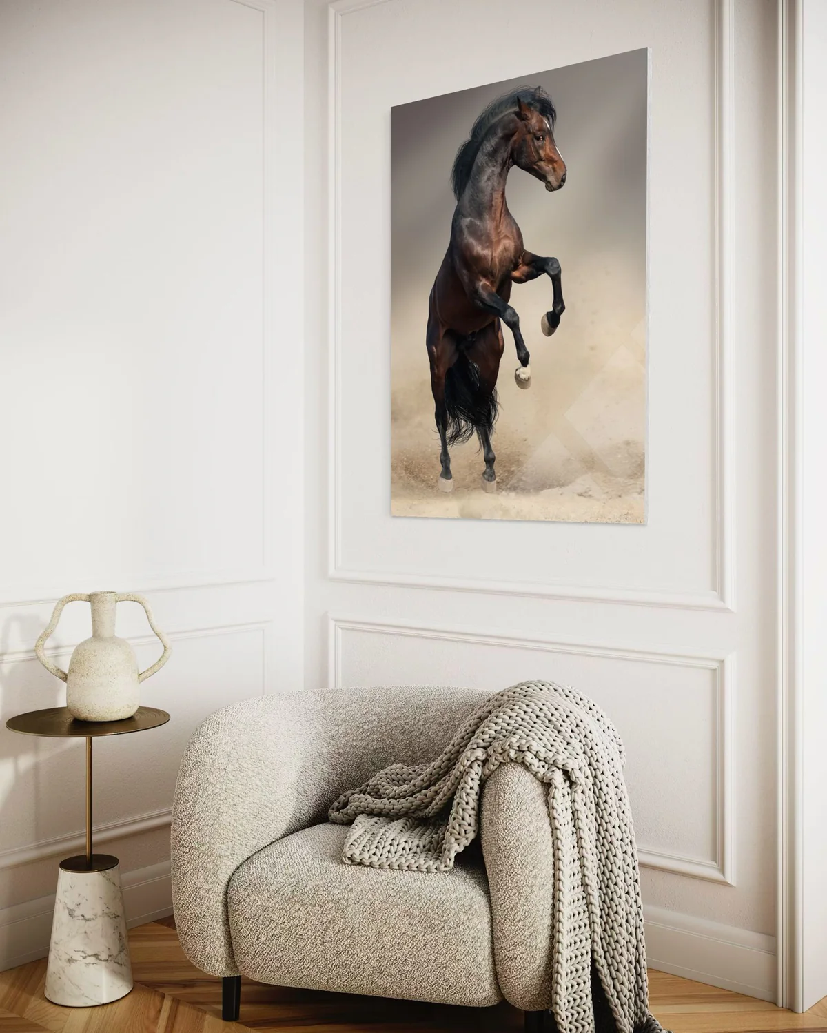 Şahlanan Atlı Cam Tablo