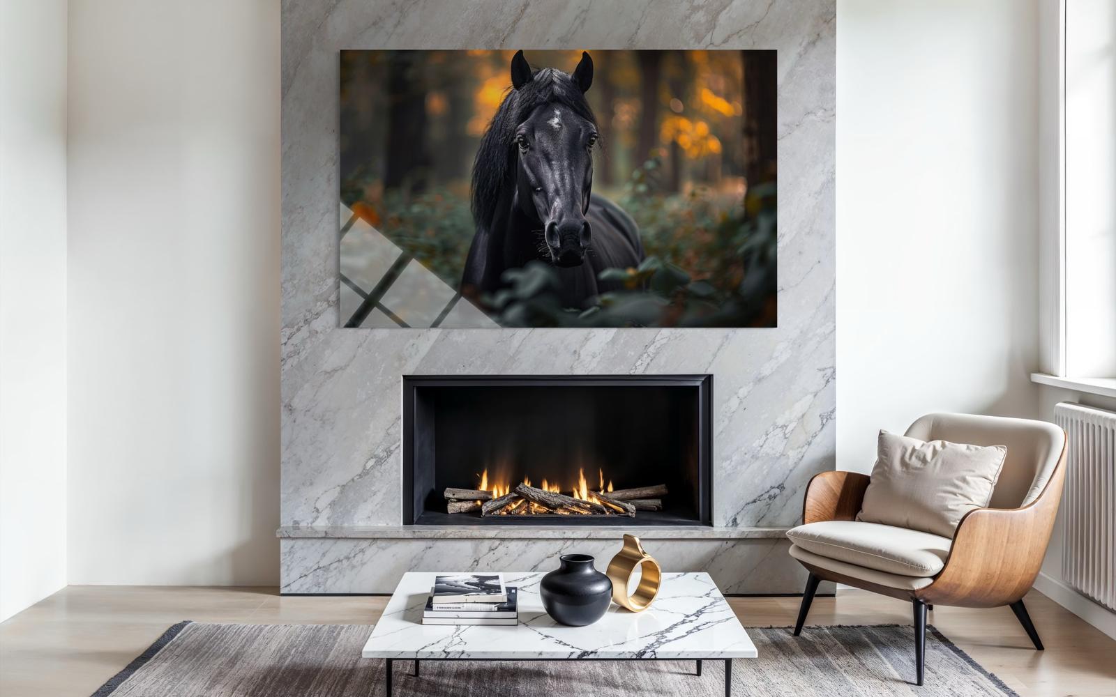 Siyah Büstlü At Cam Tablo