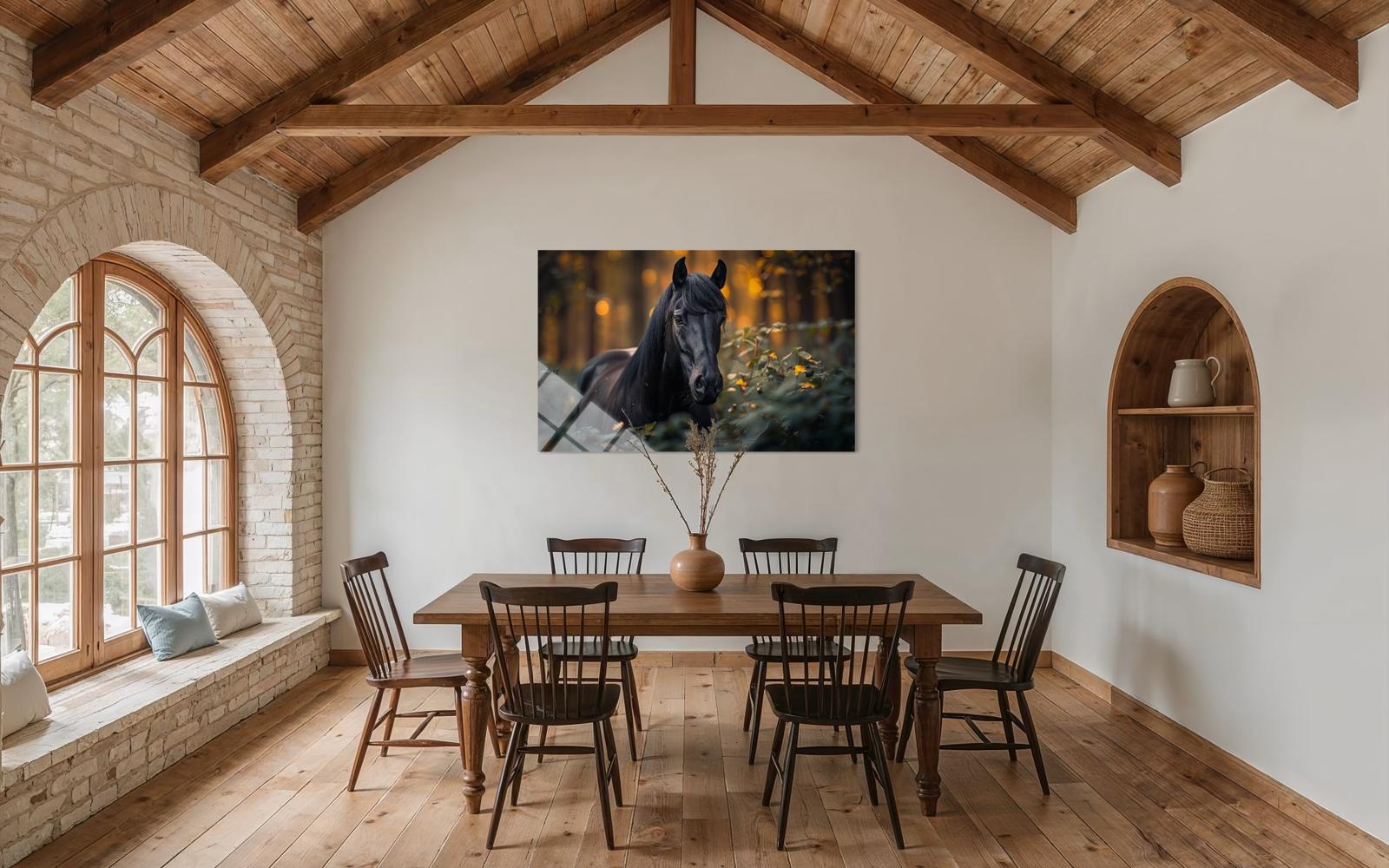 Siyah Atlı Cam Tablo