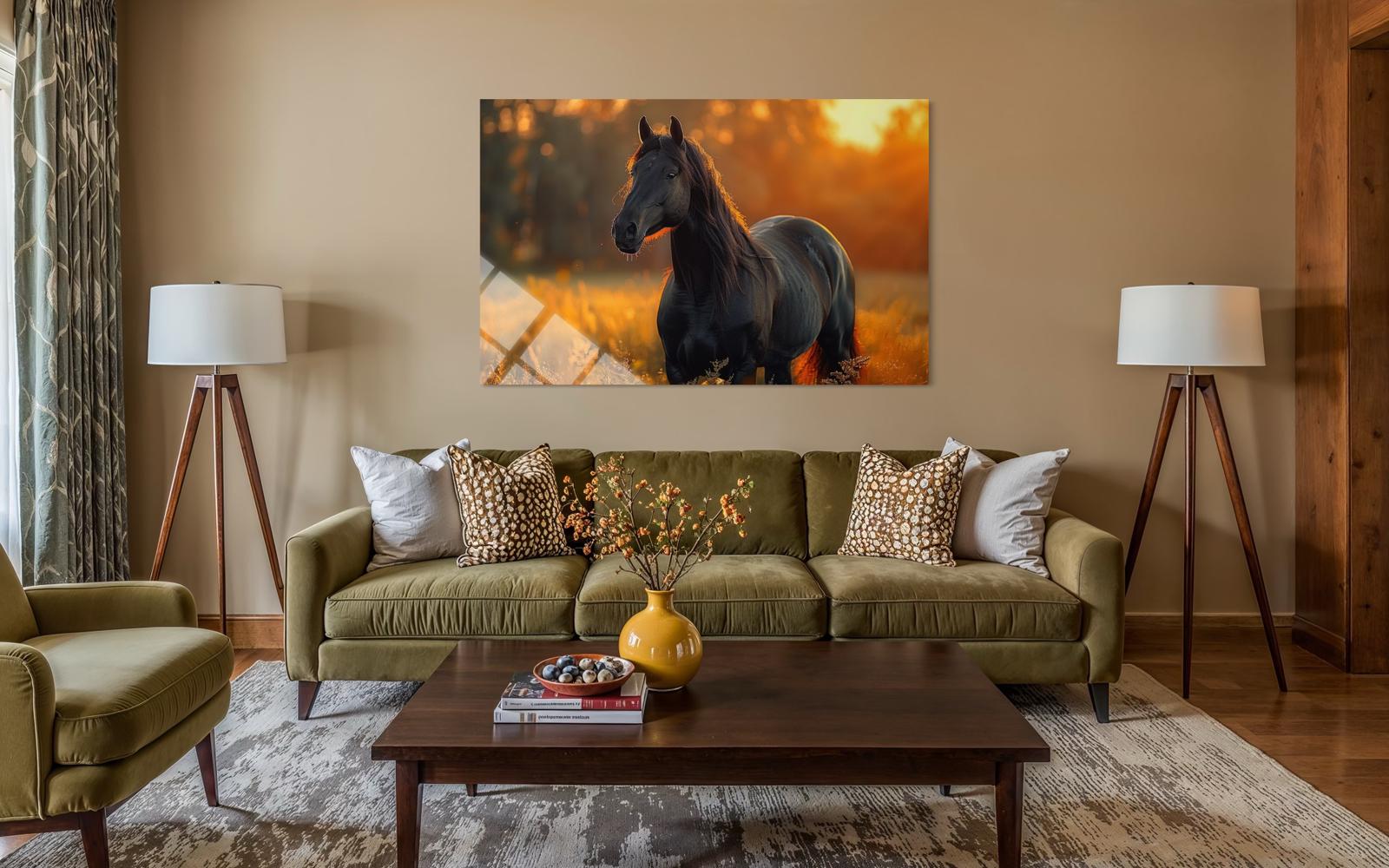 Siyah Atlı Cam Tablo