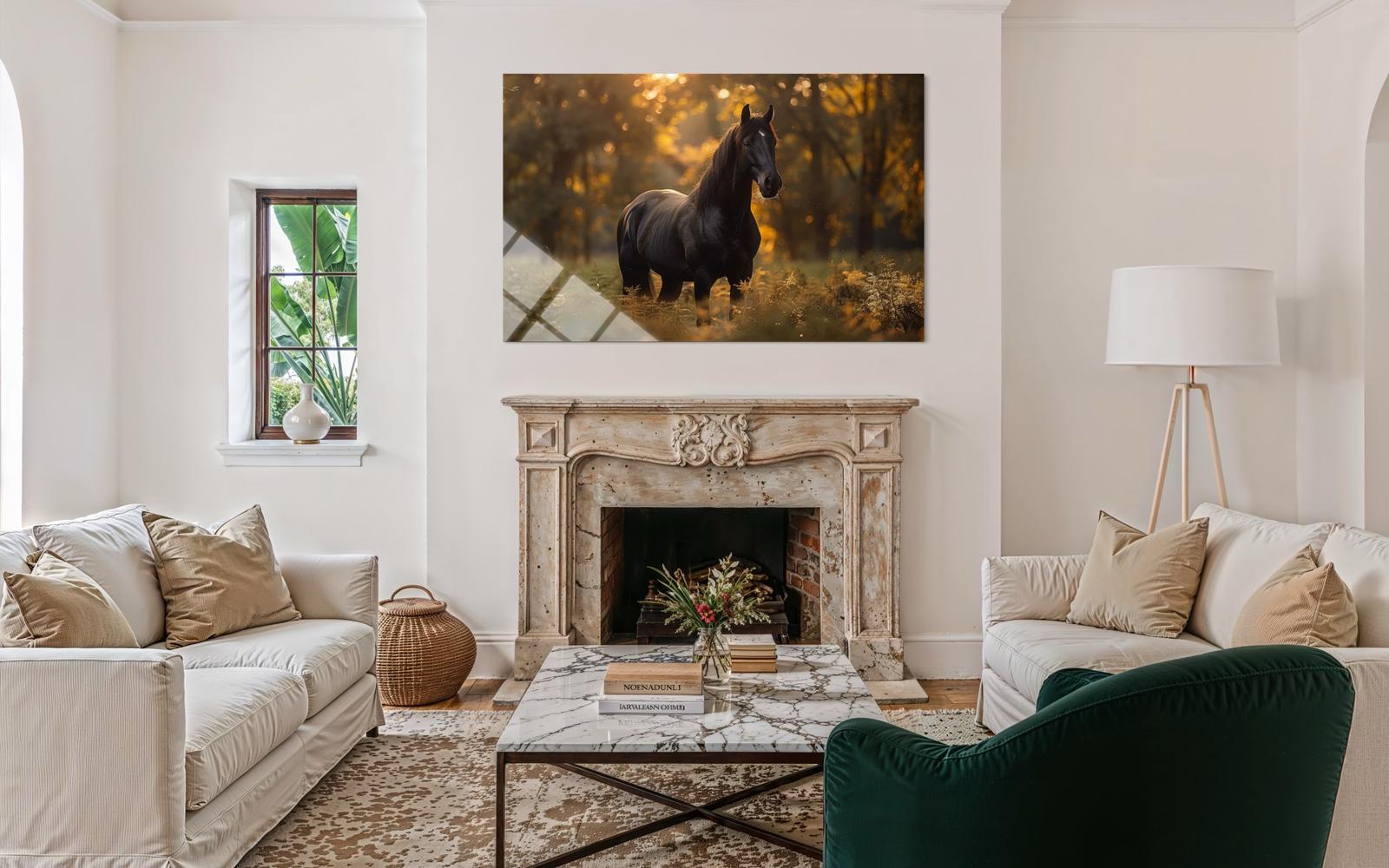 Siyah Atlı Cam Tablo