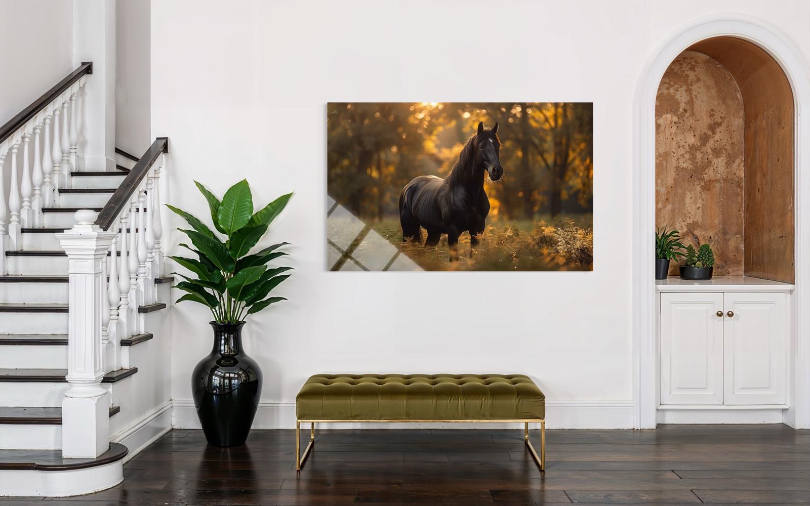 Siyah Atlı Cam Tablo