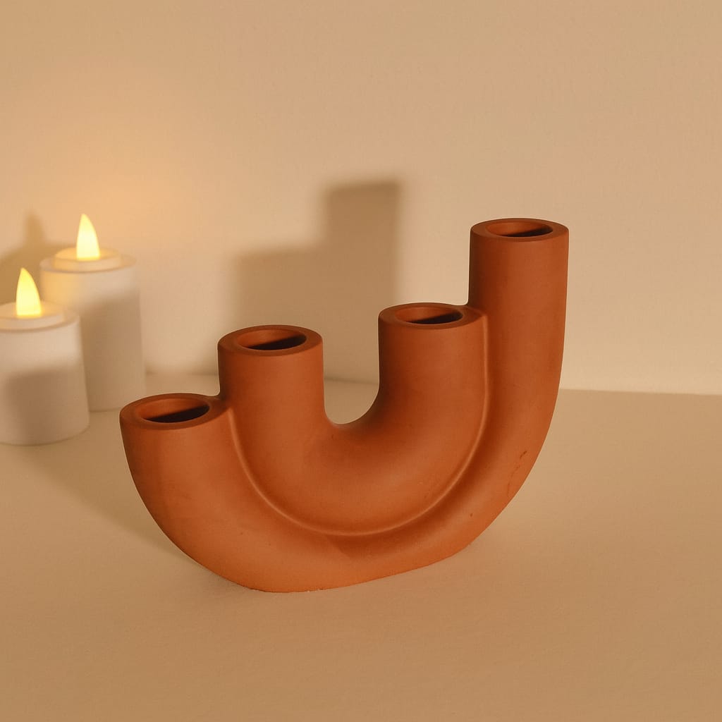 4 Gözlü Mumluk Beton Dekoratif Mumluk