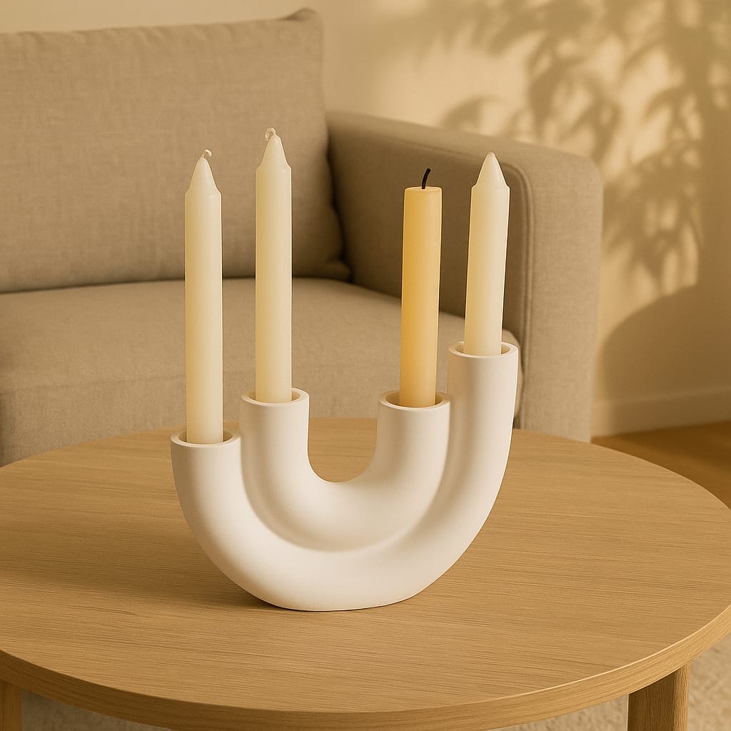 4 Gözlü Mumluk Beton Dekoratif Mumluk