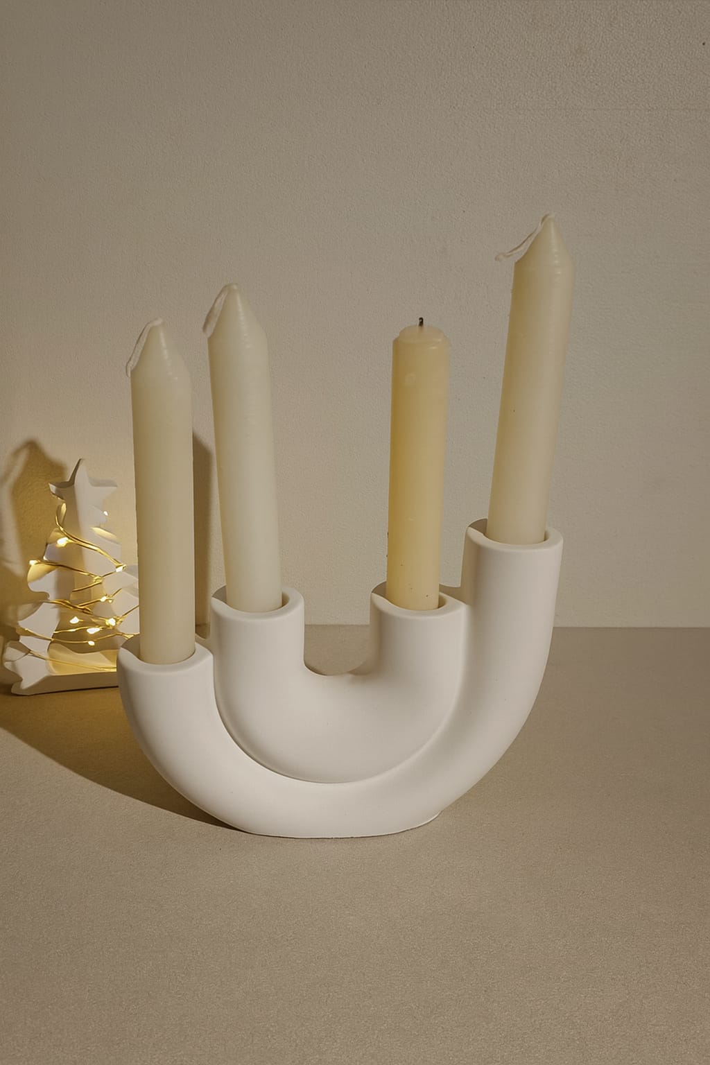 4 Gözlü Mumluk Beton Dekoratif Mumluk