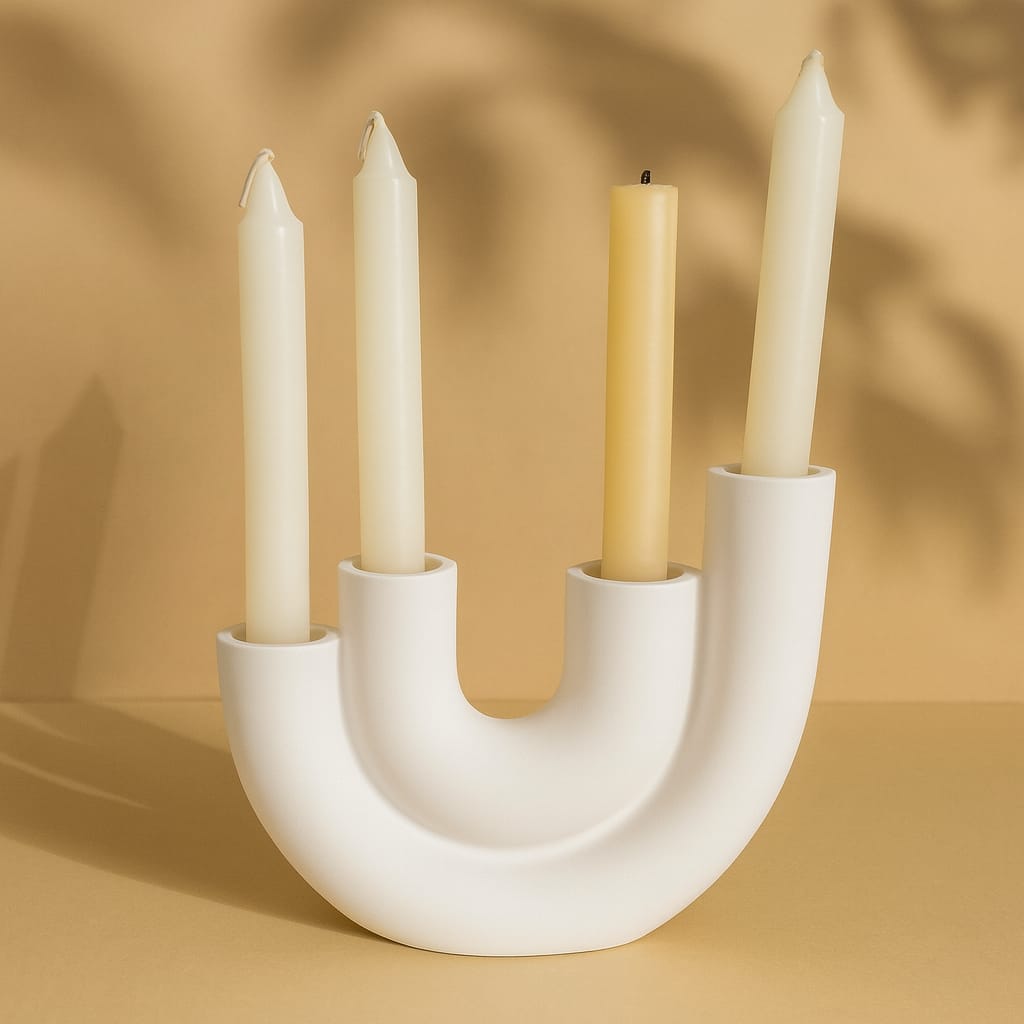 4 Gözlü Mumluk Beton Dekoratif Mumluk