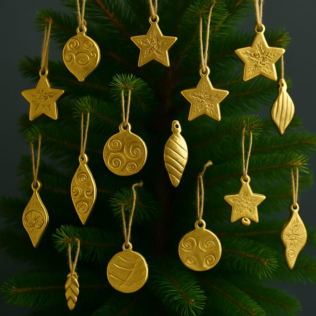 Beton El Yapımı Yılbaşı Ağaç Süsü Gold